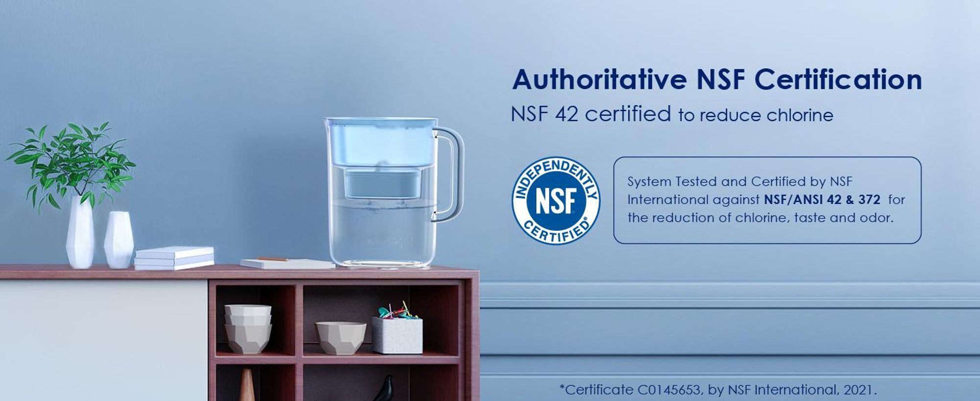 Waterdrop Lucid Wasserfilterkrug mit 4×90-Tage-Filter, 3,5 l, NSF-, BPA-frei, Blau (Ersatzfilter: WD-PF-01A Plus)