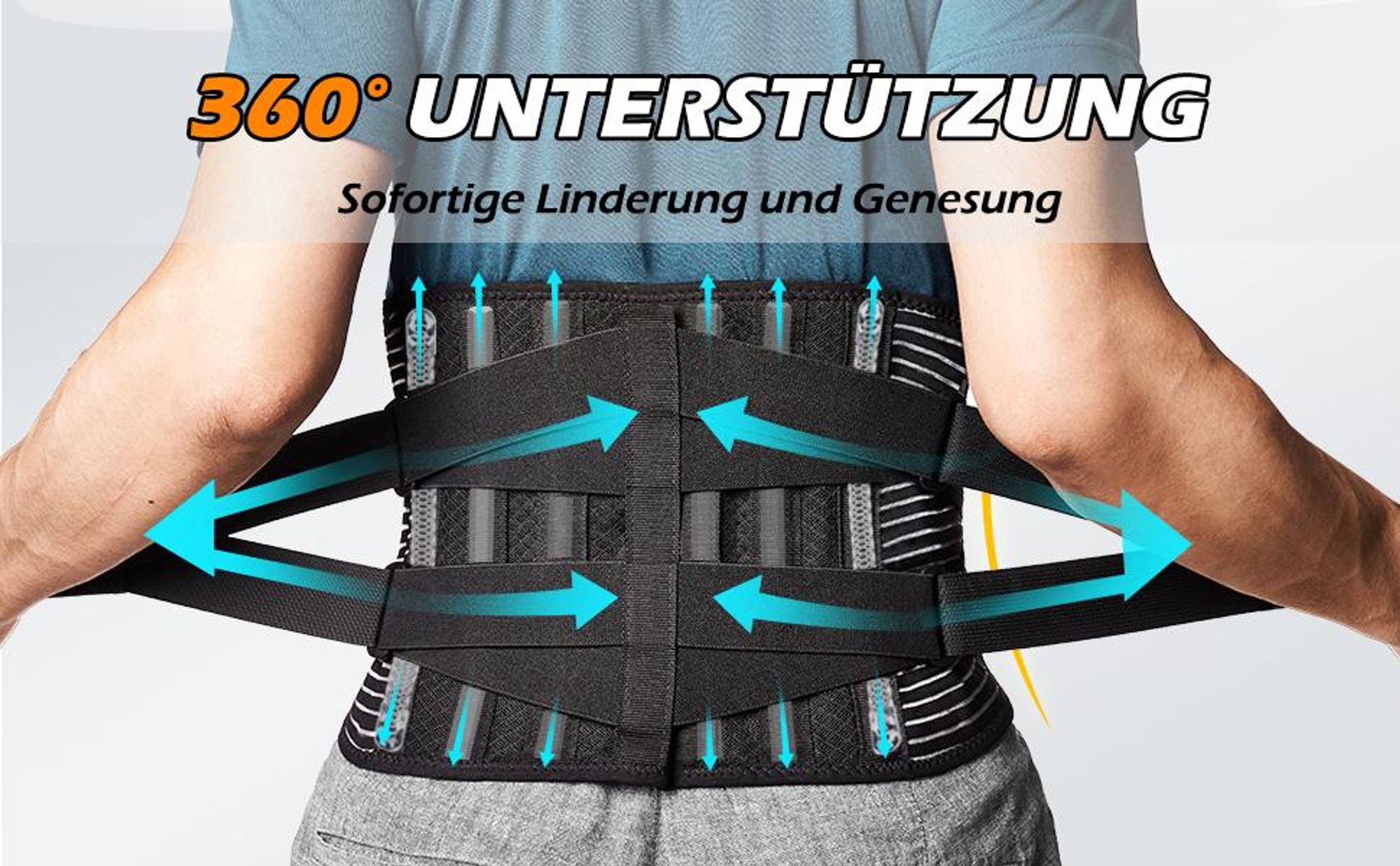 Rückenbandage, Bandscheiben-Gürtel, Lendenwirbelstütze, mit Stützstreben und Verstellbare Zuggurte, Lindert Rückenschmerzen und zur Haltungskorrektur