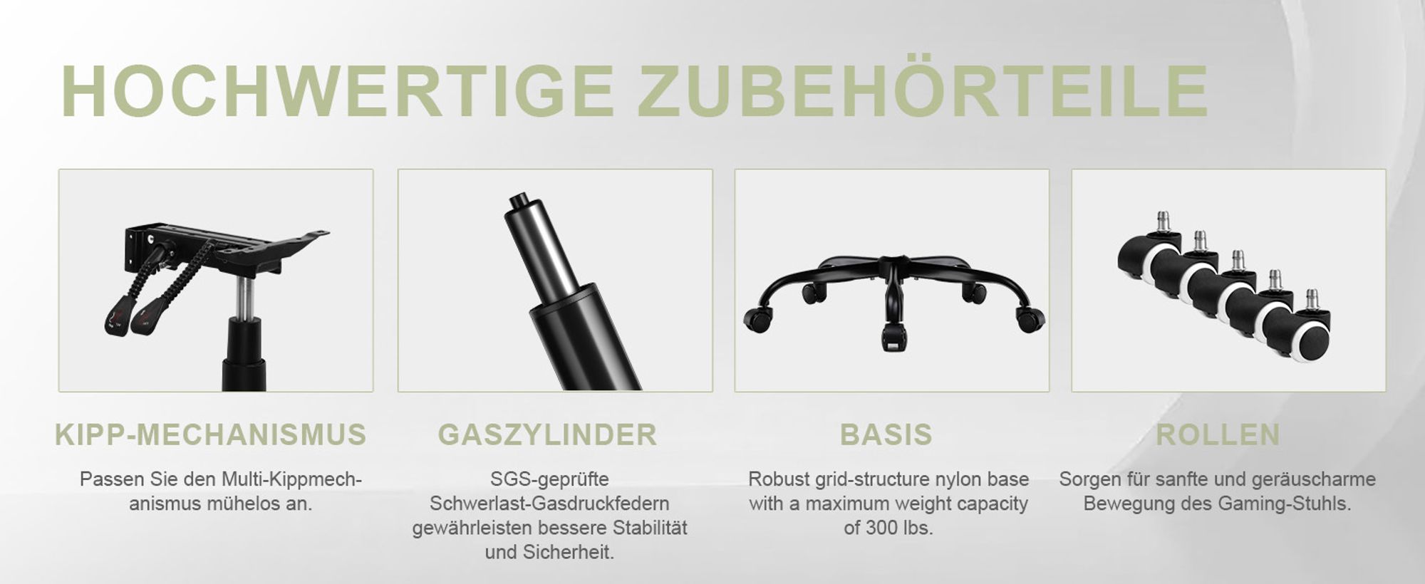 GTPLAYER Gaming Stuhl Ergonomischer Gaming Sessel Schreibtischstuhl mit Stoffoberfläche Atmungsaktiver Bürostuhl Federsitzkissen mit Fußstütze Grün