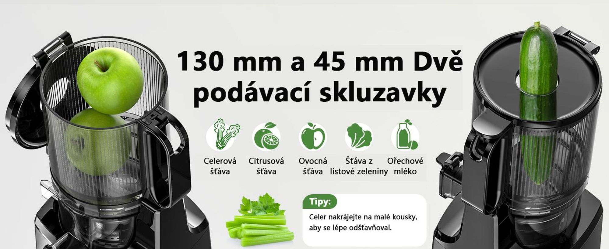 Pomalý odšťavňovač LINKChef SJ-052-EU-BL, objem 1,8 l, vhodný pro zeleninu a ovoce, trojitý filtrační systém, snadno se čistí - černý