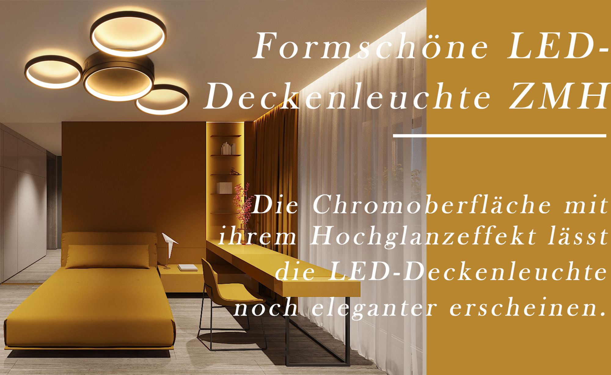 ZMH LED Deckenleuchte Weiß Warmweiß Wohnzimmer Modern Ring Design 4 Flammig 29W  für Schlafzimmer Büro Kinderzimmer Esszimmer