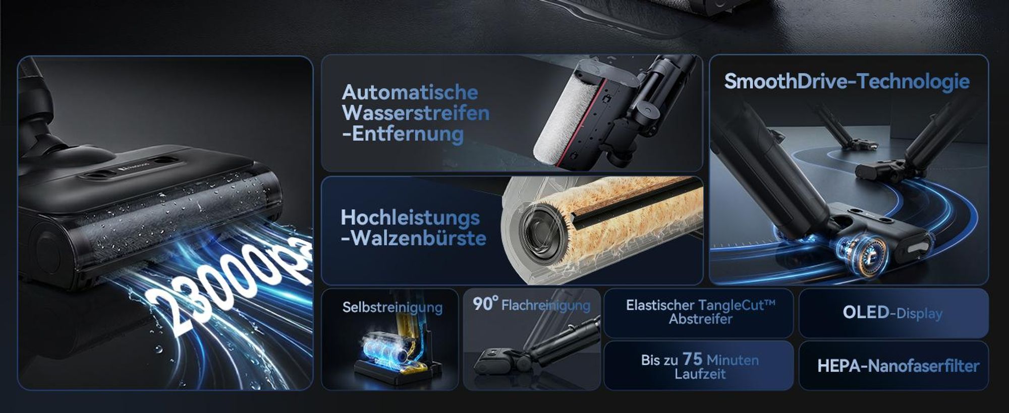 Nass-Trocken-Akkusauger 2026 Redkey W13 SE,23 kPa Saugleistung,75 Min Laufzeit,Selbstreinigend,Anti-Verhedderungs-System
