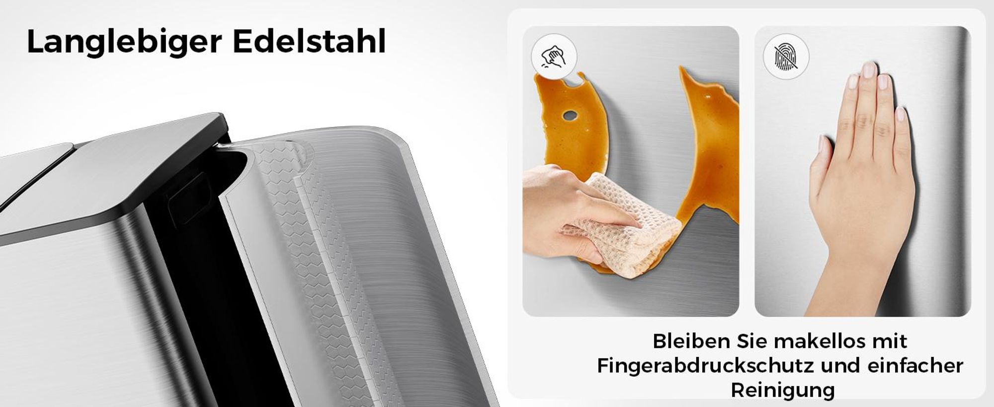 YASHE Tretmülleimer RB2-20, 40 L, 2 x 20 L, Edelstahl