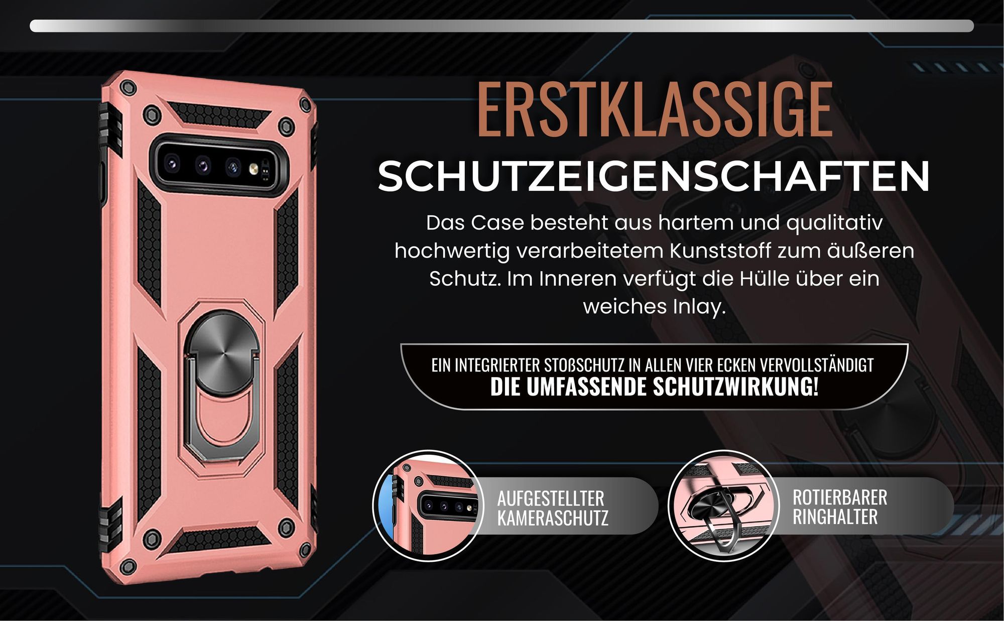 Handycase in Rosegold für Samsung Galaxy S10 mit Kameraschutz
