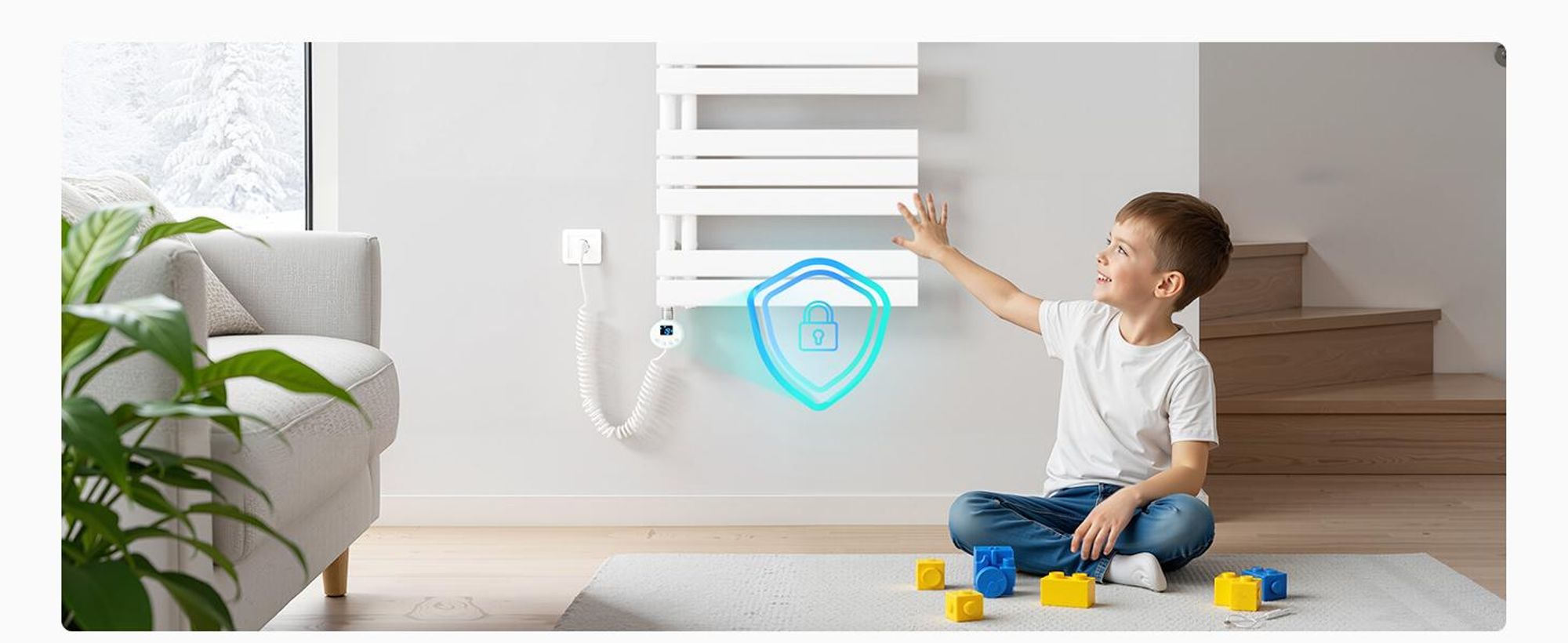Heilmetz WLAN Elektrischer Handtuchheizkörper 90x50cm Weiß, 400W Badheizkörper Flachrohr, Smart Heizkörper Handtuchtrockner mit App & Timer