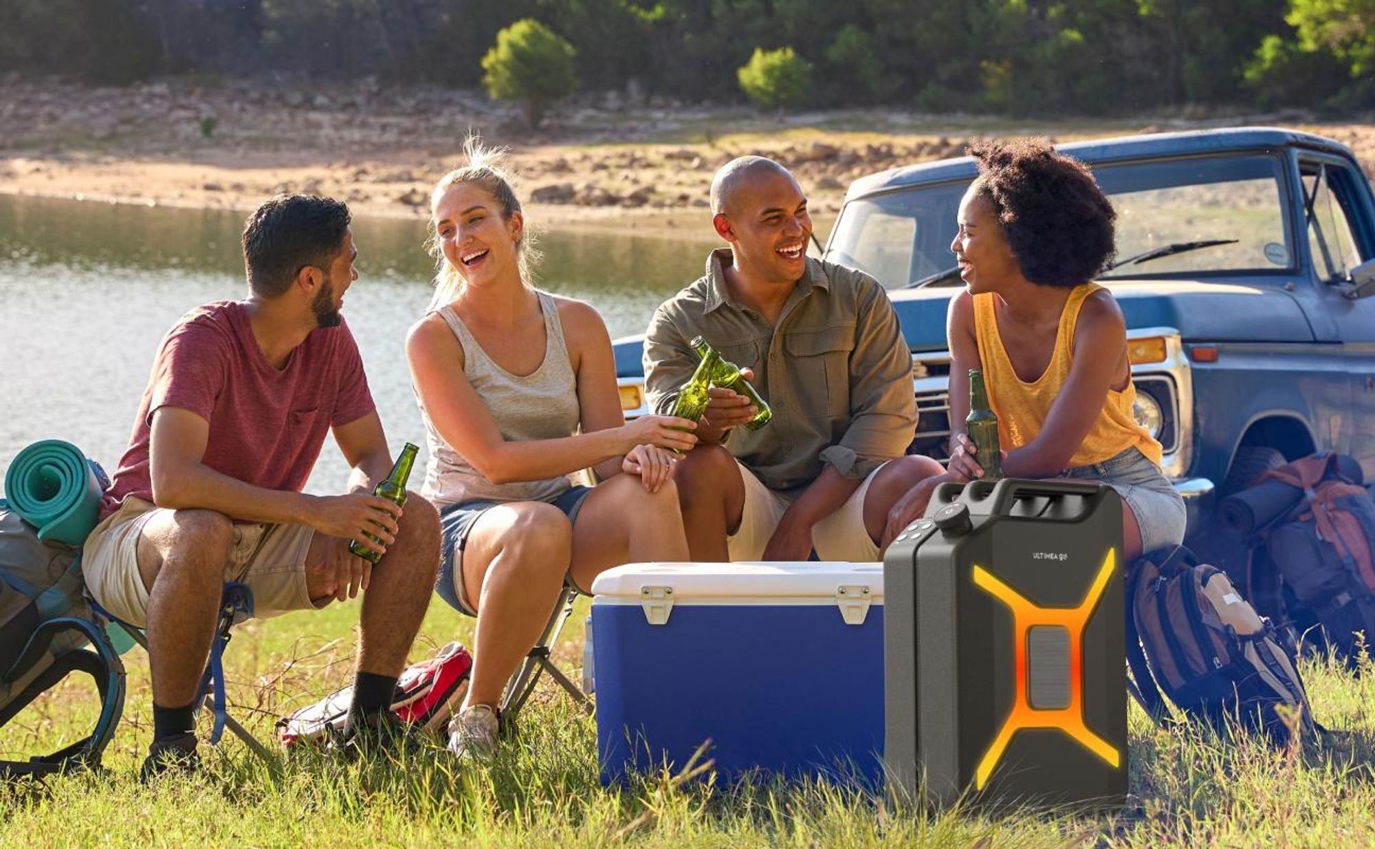 ULTIMEA Go tragbarer Party-Lautsprecher, 300 W Bluetooth PartyBox mit Bass-Boost, RGB-Beleuchtung, Mikrofon-/Gitarreneingang, Party & Outdoor, Schwarz