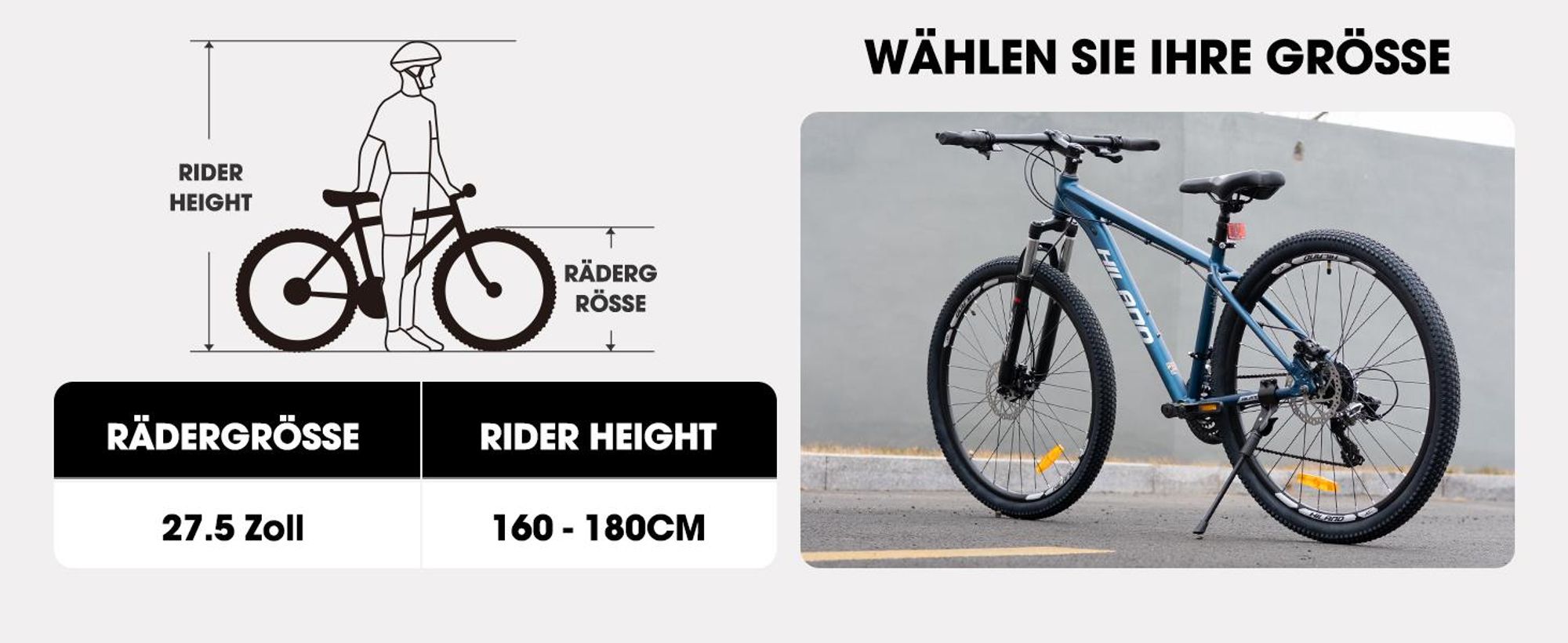 Hiland 27,5-Zoll-Mountainbike für Erwachsene, 24 Gänge, leichter Aluminiumrahmen, hydraulische Scheibenbremsen, Offroad-MTB für Männer und Frauen