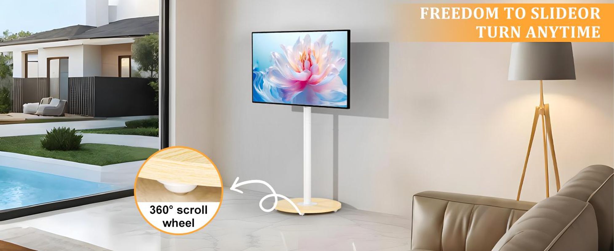WISFOR TV Standfuss Höhenverstellbar, TV Ständer Rollbar, TV Bodenständer für 40-75 Zoll Fernsehstand, VESA 600x400mm, bis Max 50kg