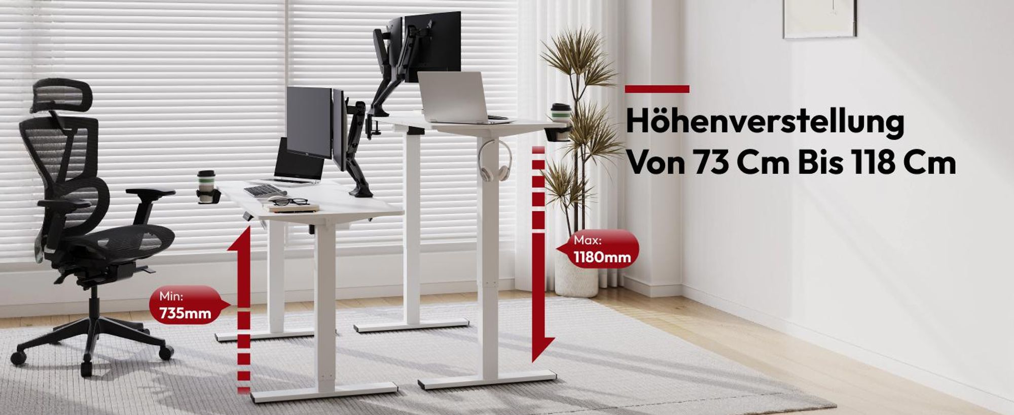 SANODESK Höhenverstellbarer Schreibtisch 160x60cm elektrisch 4 Memory-Funktion, Antikollisionsschutz, 70kg Tragkraft, mit Haken und Ablagebox (Weiß)