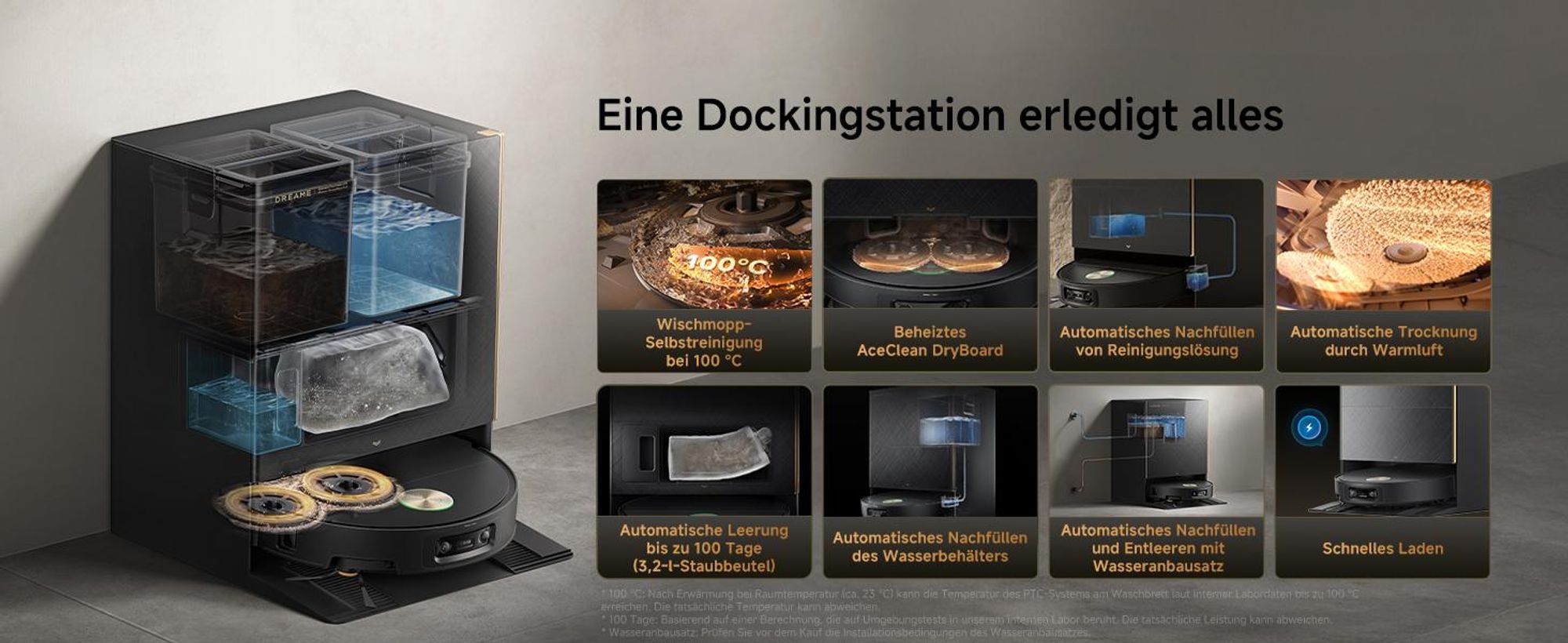 Dreame X50s Ultra Staubsauger Roboter mit Wischfunktion,35.000Pa Saugleistung,8.8cm Hindernisüberwindung,7.95cm Ultra-Slim,AstroVision™ System,Schwarz