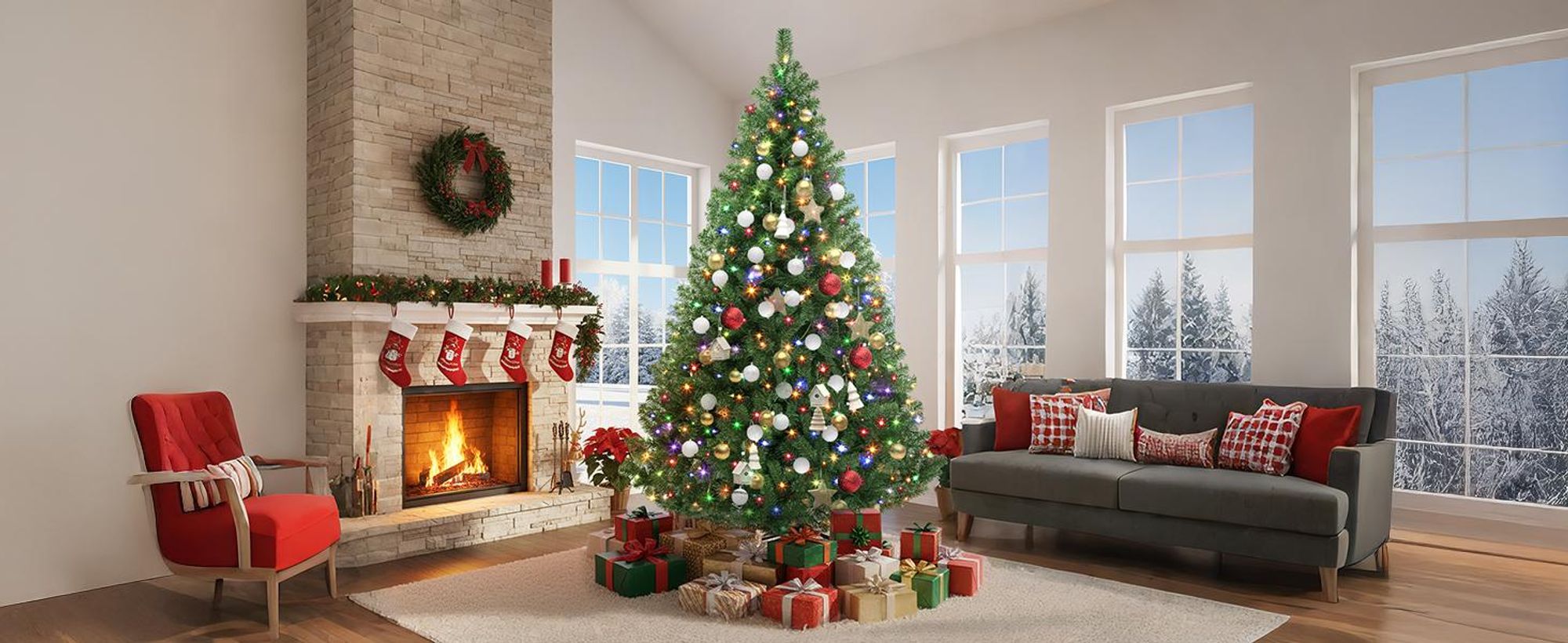 230cm Künstlicher Weihnachtsbaum mit 550 LED Beleuchtung, ca. 1100 Spitzen, Naturgetreu Kifer, Metallständer