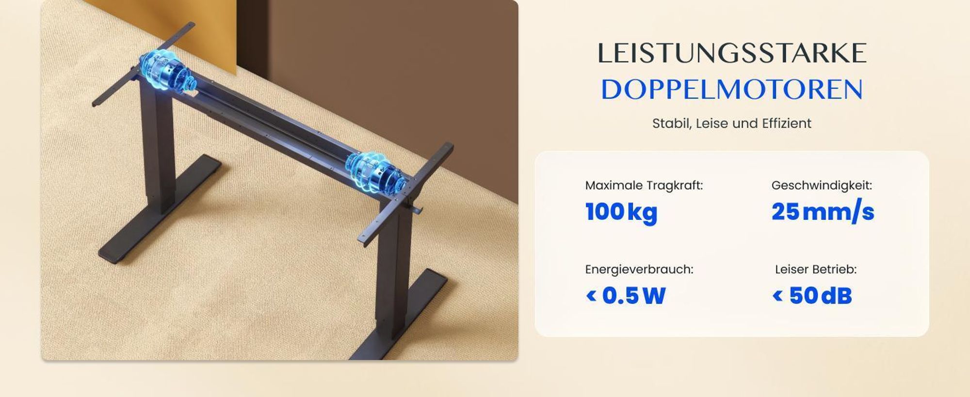 FLEXISPOT E1 Pro Elektrisch Höhenverstellbarer Schreibtisch EU, 160x80cm 25MM EINTEILIGE TISCHPLATTE Doppelmotor 120KG Tragkraft Natur-Eiche Optik