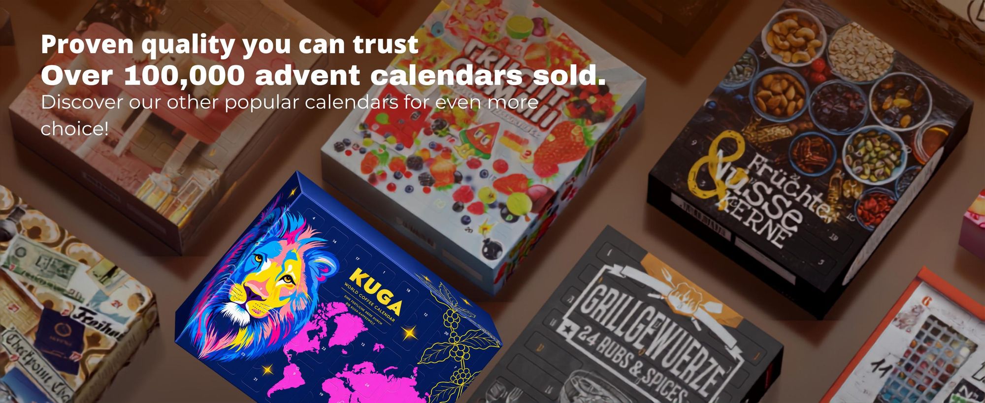 BOXILAND® mletá káva adventní kalendář 2026, 24 druhů, Fairtrade & bio