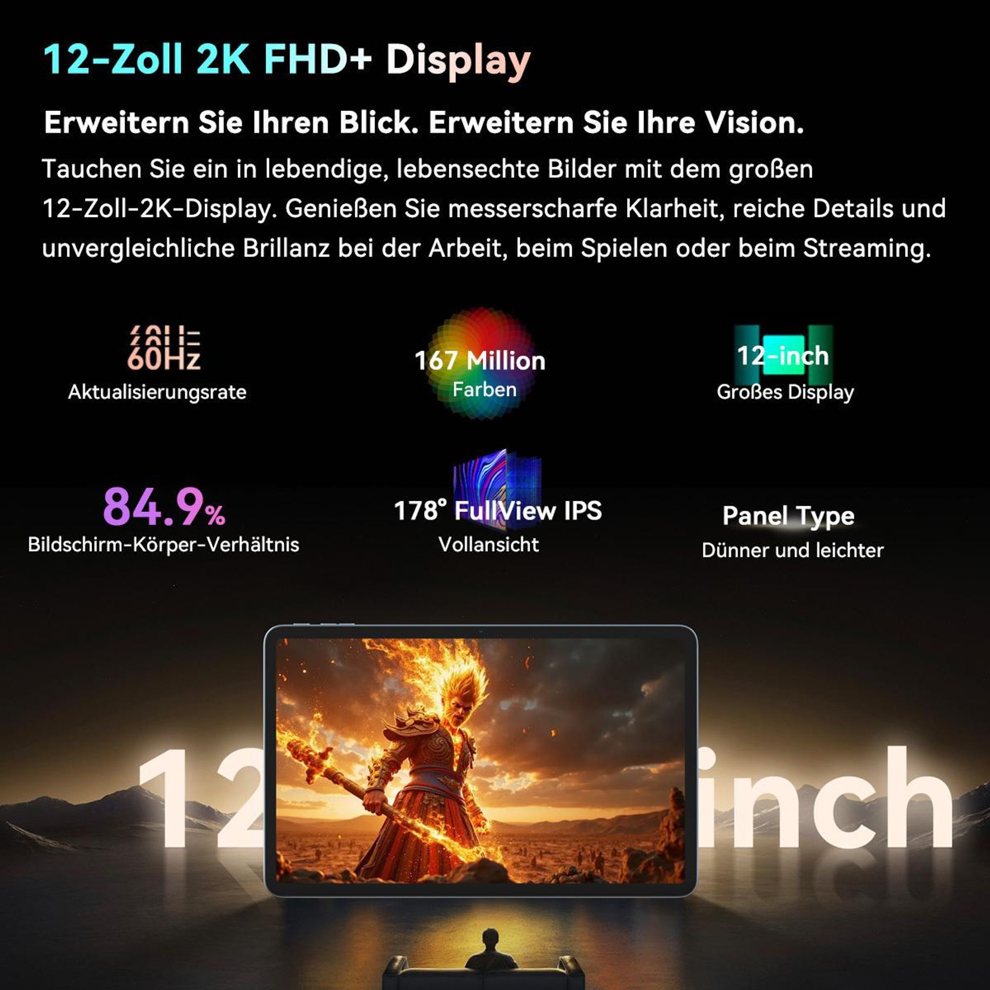 Blackview Mega2, 11,97 Zoll, 2K Display, FHD Tablet, 2025, 24(8+16) GB+128GB 2TB Erweiterbar,  Dual 4G, 5GWiFi, 9000mAh, 2025 Android 15, Widevine L1