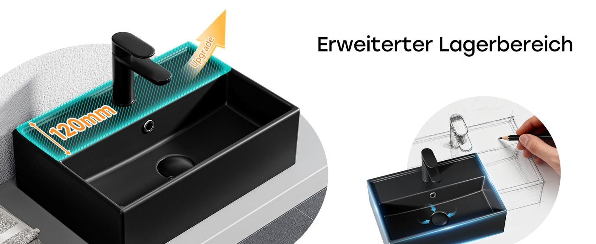 Klein WaschschaleKeramik Weiß 45cm