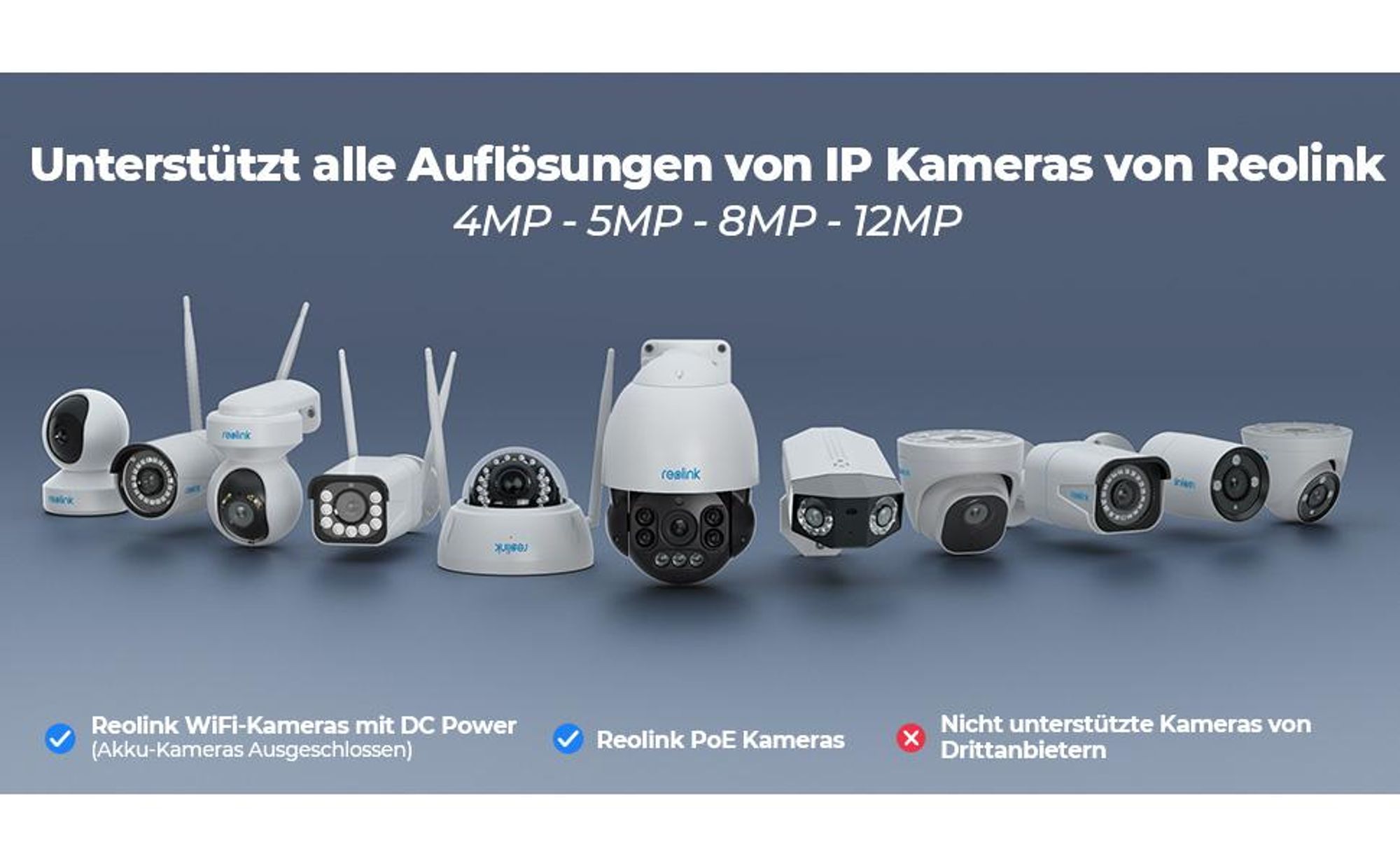 Reolink PoE NVR 36 Kanal CCTV Überwachungskamera System, 3 HDD Einschübe, mit 12MP/4K/5MP/4MP Reolink IP Kameras, integrierte O/I Alarmanlage, RLN36