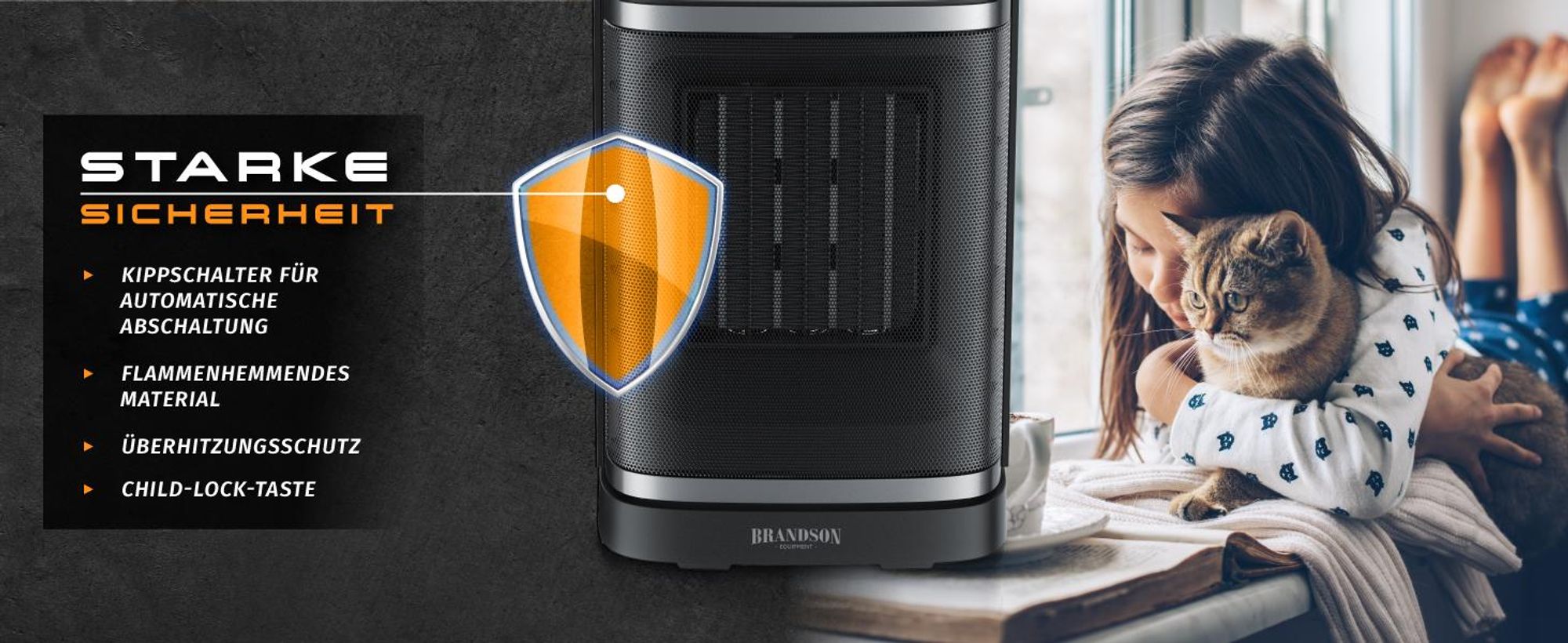 Brandson Heizlüfter energiesparend, Keramik Heizgerät, Oszillation, Timer, Fernbedienung, kompakt, 1500 W, Preisträger 2025, GS , Thermostat, Überhitzungsschutz