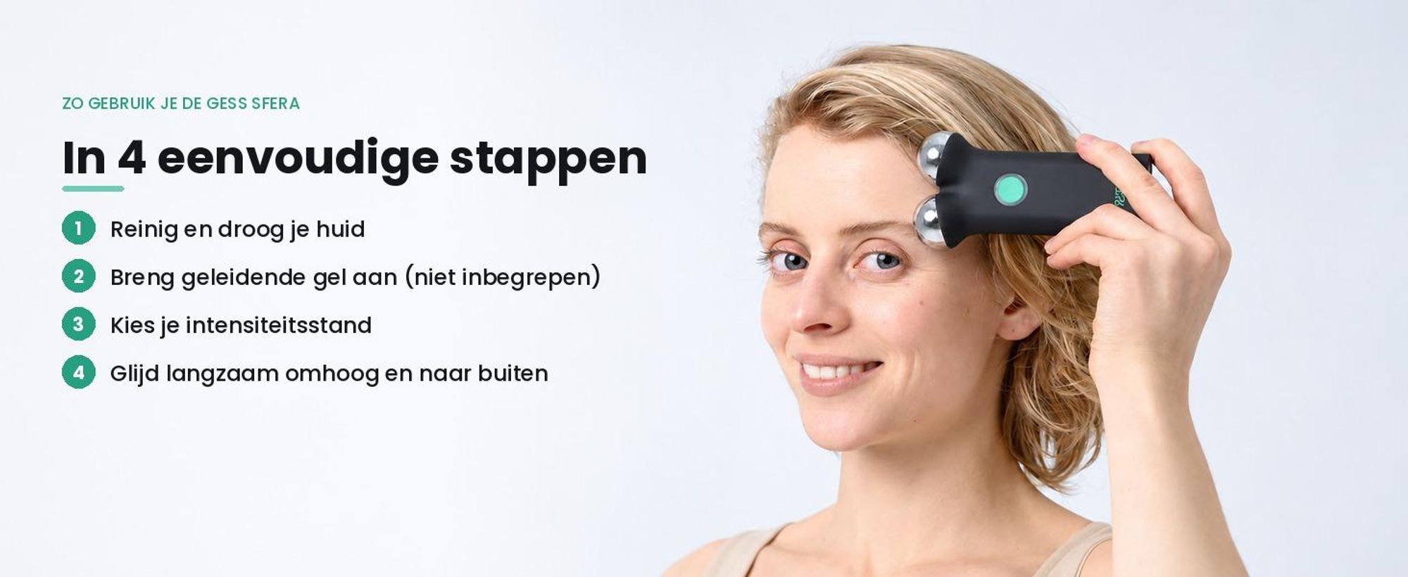 GESS Sfera Microstroom Gezichtsapparaat – Microcurrent Face Lifting Massager, 4 Intensiteitsstanden, Oplaadbaar via USB, Zwart