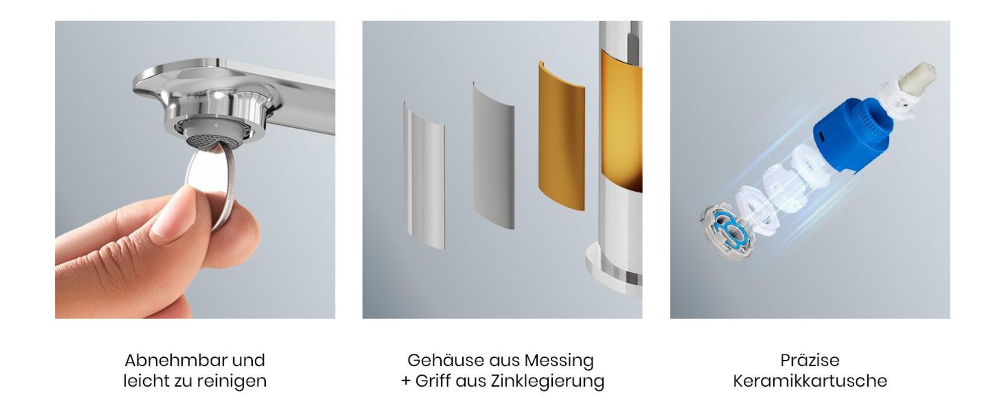 EMKE Waschbeckenarmatur Waschtischarmatur Badarmatur Einhebelmischer Wasserhahn Bad aus Messing 269 x 215 x 49mm Chrom