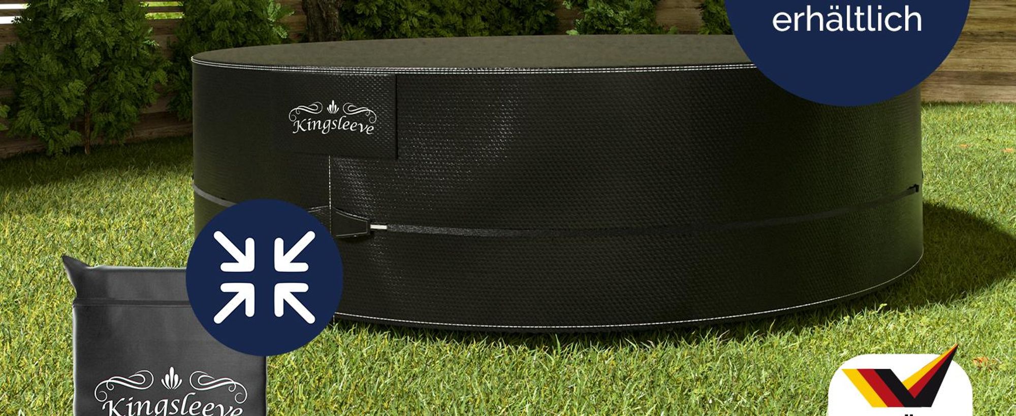 Kingsleeve® Sonneninsel Abdeckung Wasserdicht Winterfest Abdeckplane Gartenmöbel Schutzhülle Abdeckhaube Gartenliege Rund Daybed Ø190x90/50cm