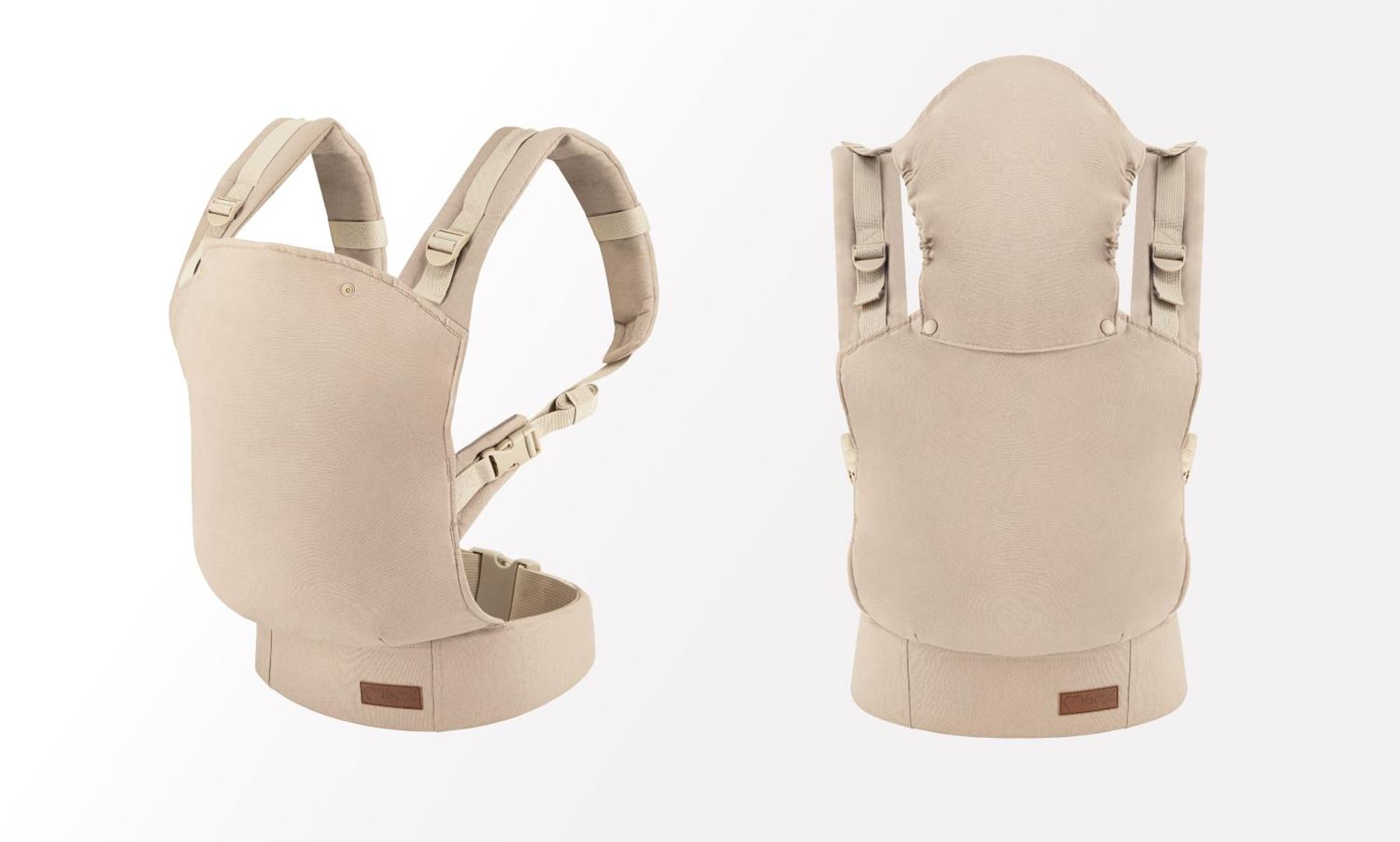 MoMi COLLET – Ergonomische & physiologische Babytrage, verstellbar für vorne & hinten, mit Kapuze & Tasche – Beige