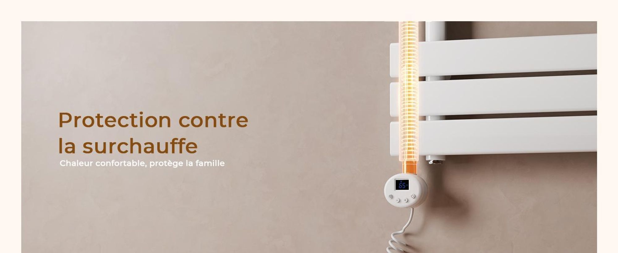 S'AFIELINA – Sèche-serviette électrique 1041×500 mm avec thermostat WiFi, minuterie programmable et écran LCD, 600 W, blanc, idéal pour salle de bain