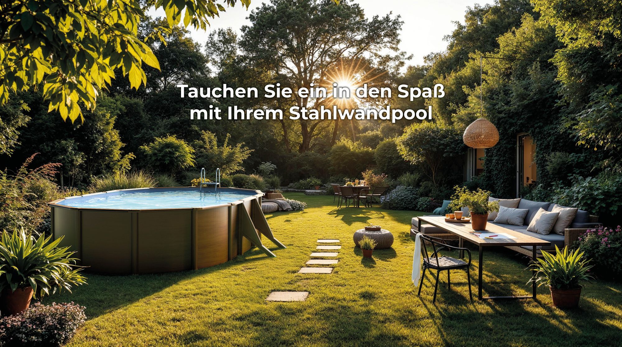 GRE Ovaler Stahlwandpool mit Holzoptik KIT500W – 500 x 300 x 120 cm, Komplettset