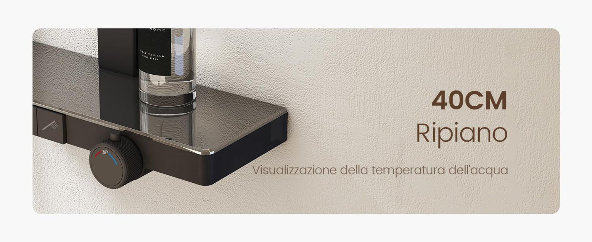 EMKE® Sistema doccia con termostato Nero con doccia per bambini, display digitale e filtro per il cloro 4 uscite Doccia a pioggia rotonda Colonna doccia per famiglie F23