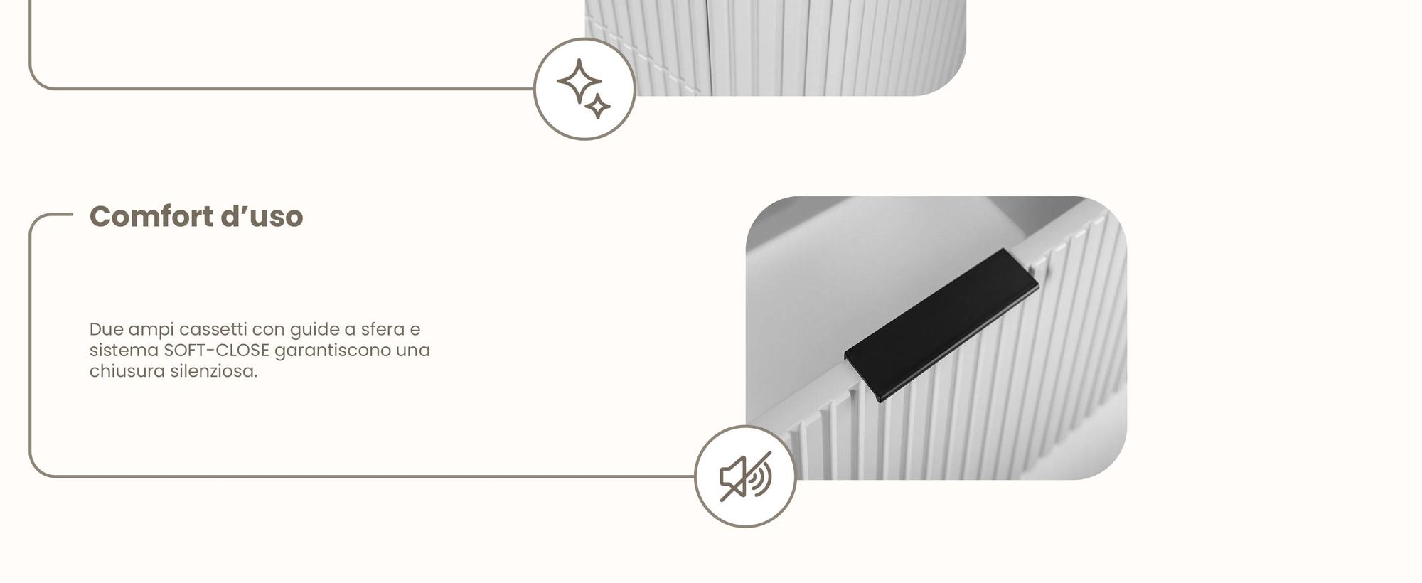 Mobile da bagno - 80 CM - Bianco opaco - MDF - 2 cassetti