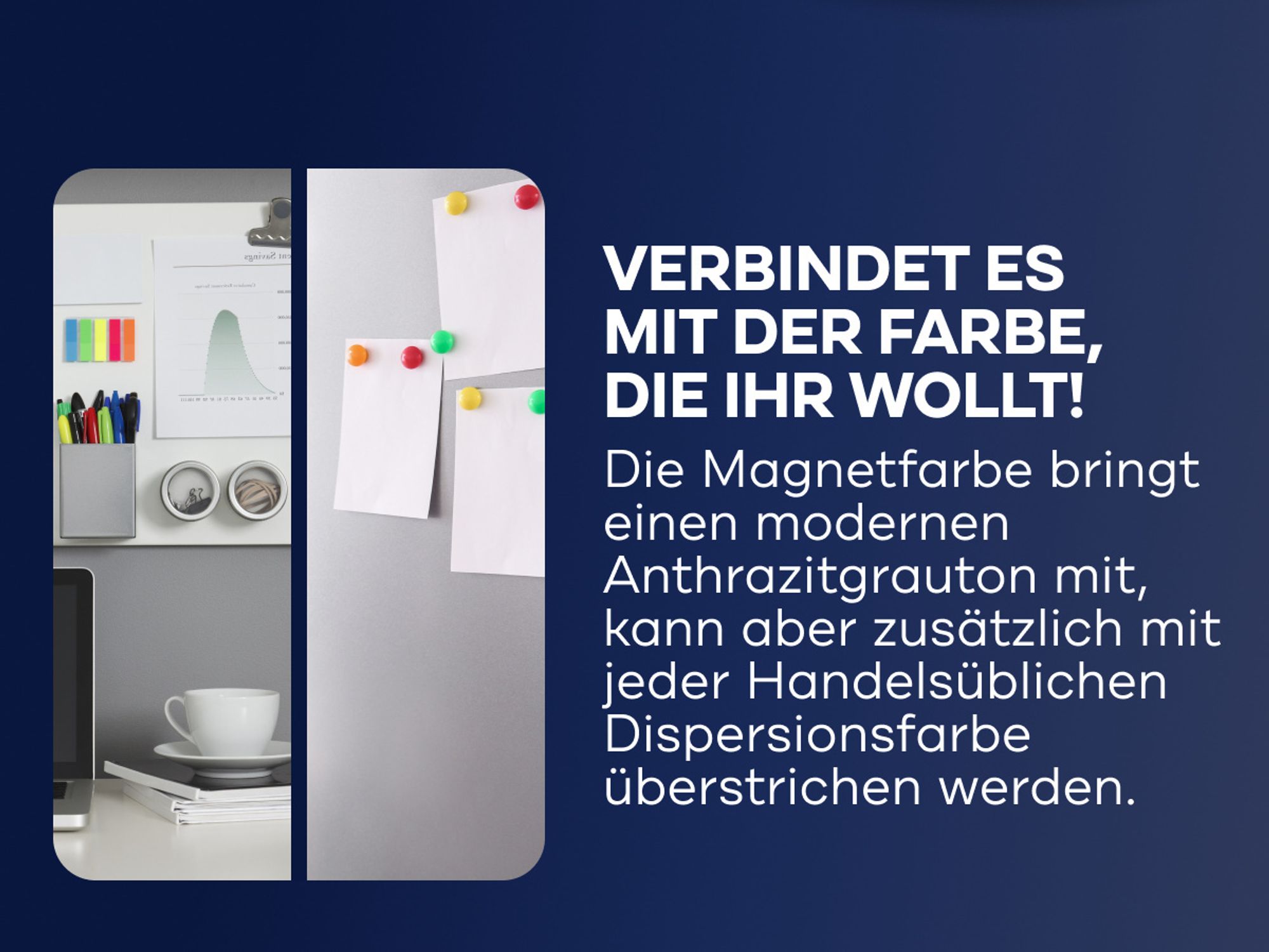 Plid Magnetfarbe 2,25 L für ca. 12 m² Anthrazitgrau | Magnetlack & Wandfarbe magnetisch| Überstreichbar, geruchsarm, hohe Magnetkraft, Germany