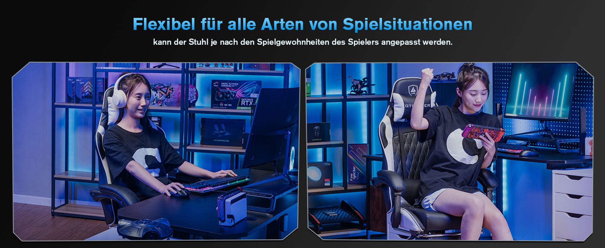 GTPLAYER Gaming-Stuhl Gamer Stuhl, Ergonomischer Bürostuhl mit Fußstütze, Gaming Sessel 150 kg Belastbarkeit, Kopfstütze und Lendenstütze weiß