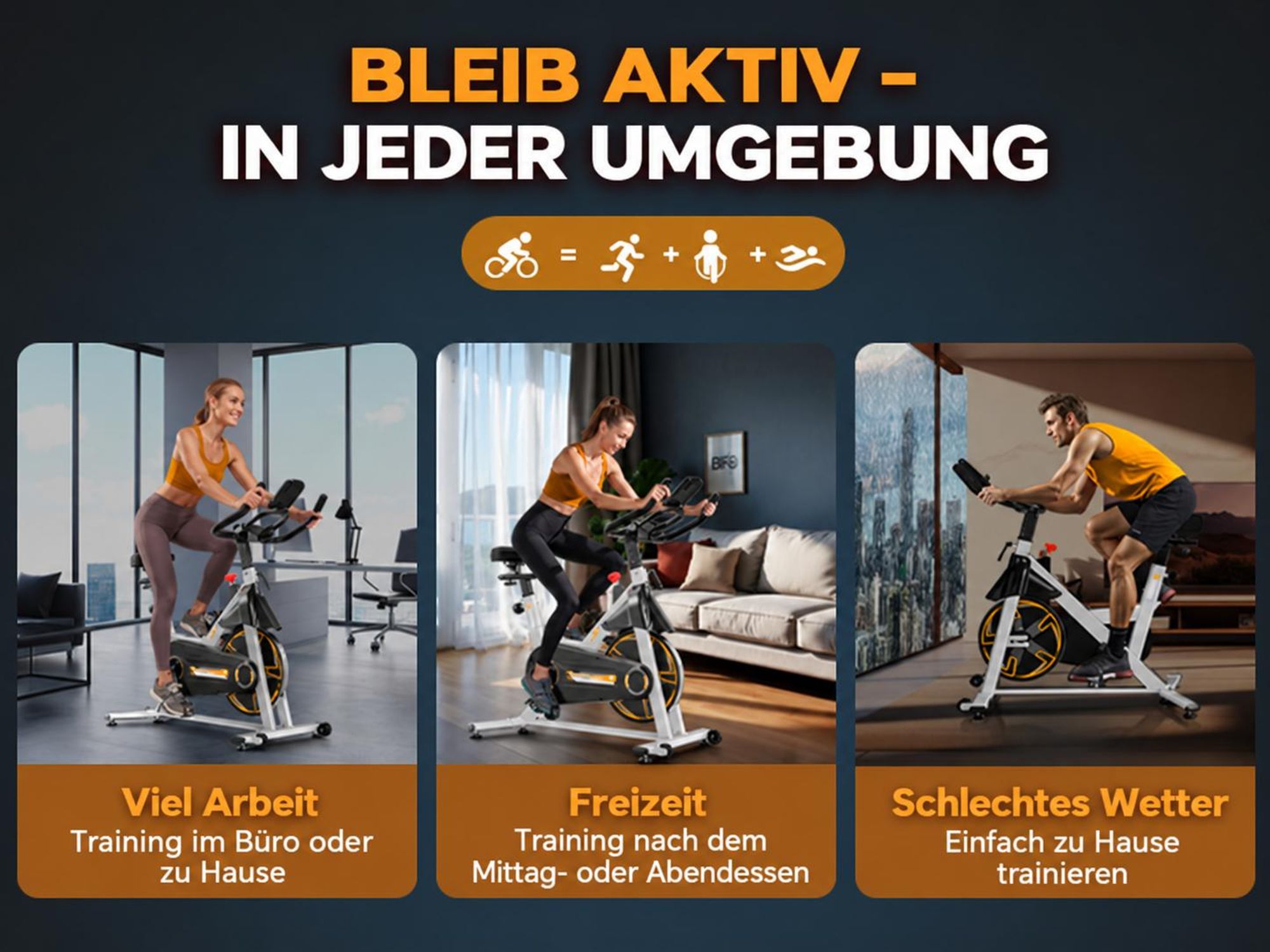 Heimtrainer Fahrrad für zu Hause – leises Fitnessbike mit verstellbarem Magnetwiderstand, LCD-Display& Tablet-Halter für Zuhause, App, max. 136 kg