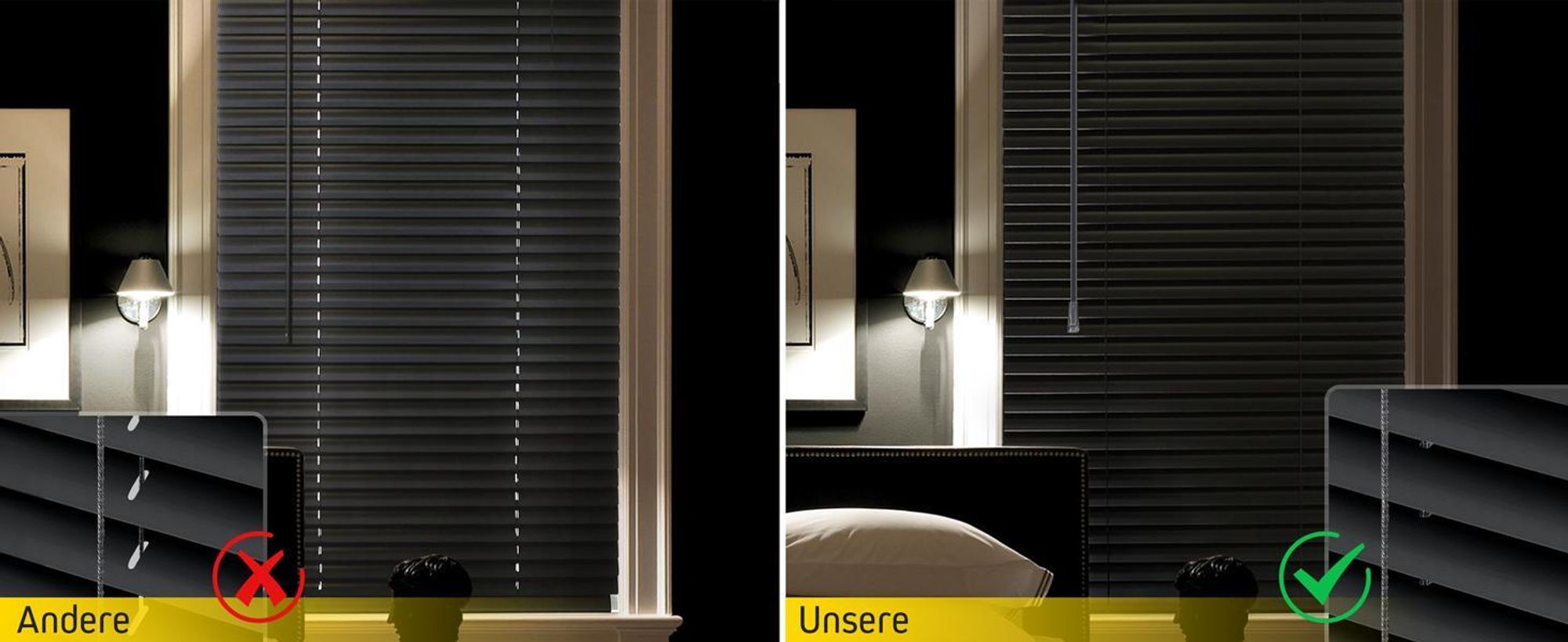 LightLess Aluminium-Jalousie, 25 mm, verdunkelnd, 125 x 150 cm, schwarz matt ohne Bohren, für Fenster & Türen, blackout, Energieeffizient & schallreduzierend, Blicken und Blendlicht JALOUSIESCOUT