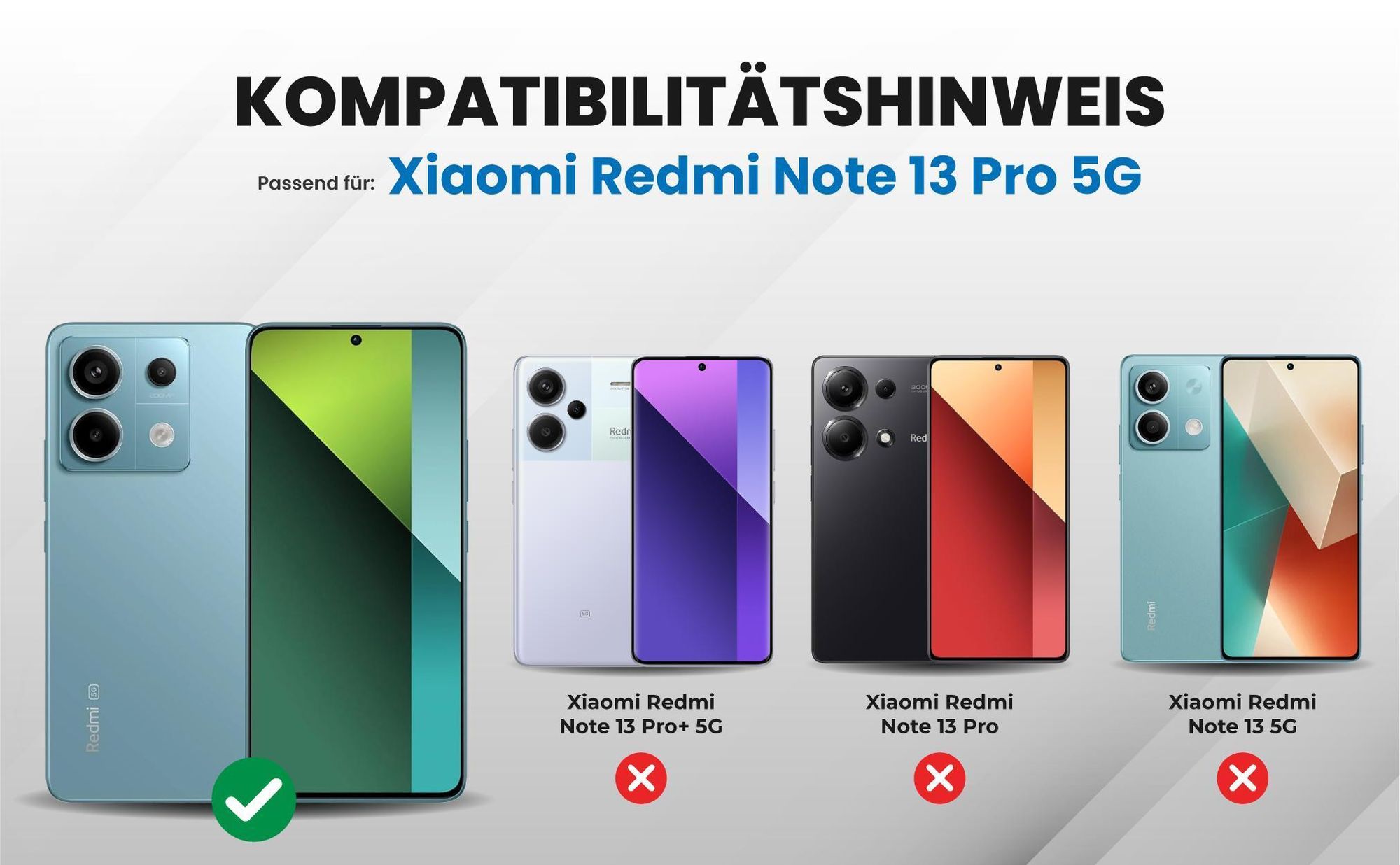 Kompatibilitätshinweise Hülle für Xiaomi Redmi Note 13 Pro 5G