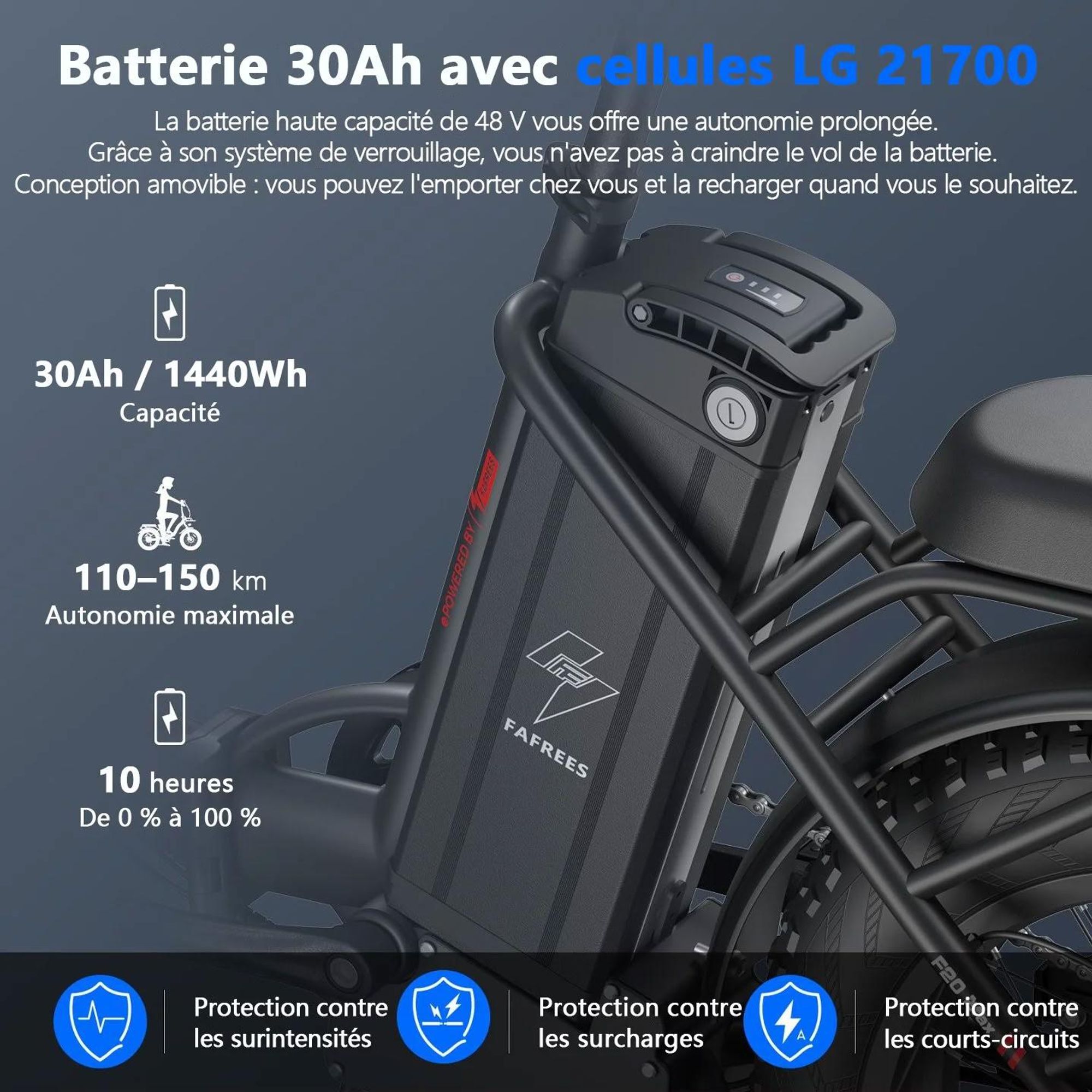 Vélo électrique FAFREES F20 Max - Batterie 48V30AH Pneus 20" Freins à disque mécaniques - Noir