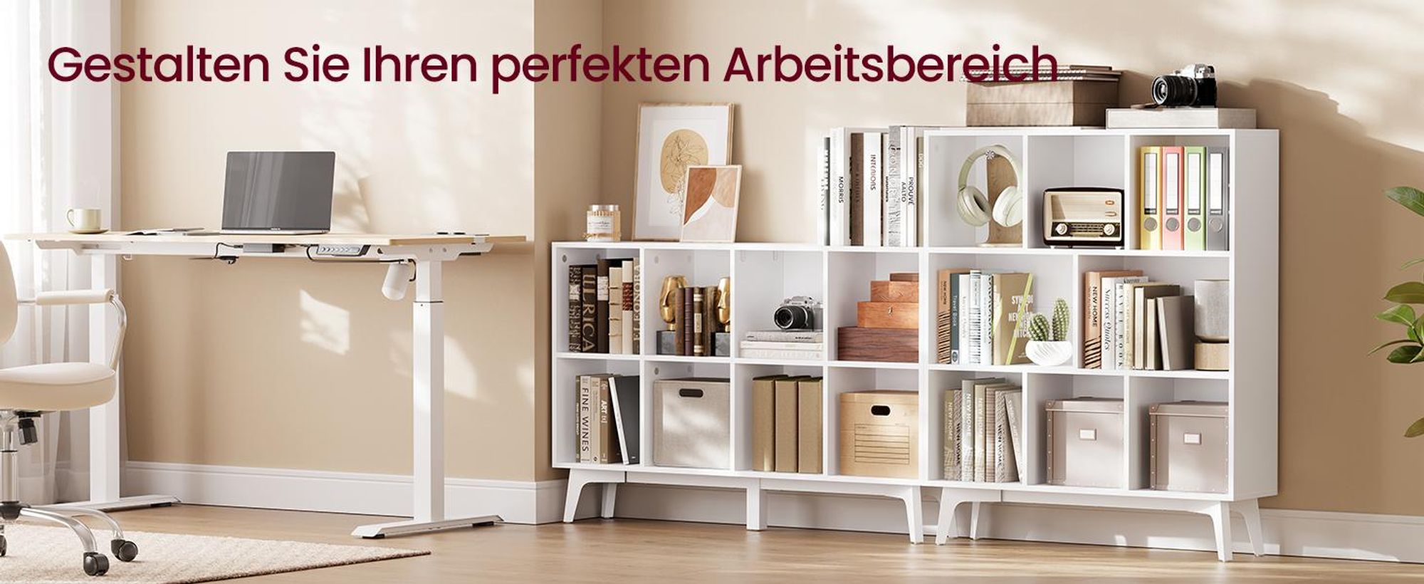 VASAGLE Bücherregal Standregal mit 8 Fächern Holzregal Mid-Century Modern 119,6 x 24 x 77 cm Weiß