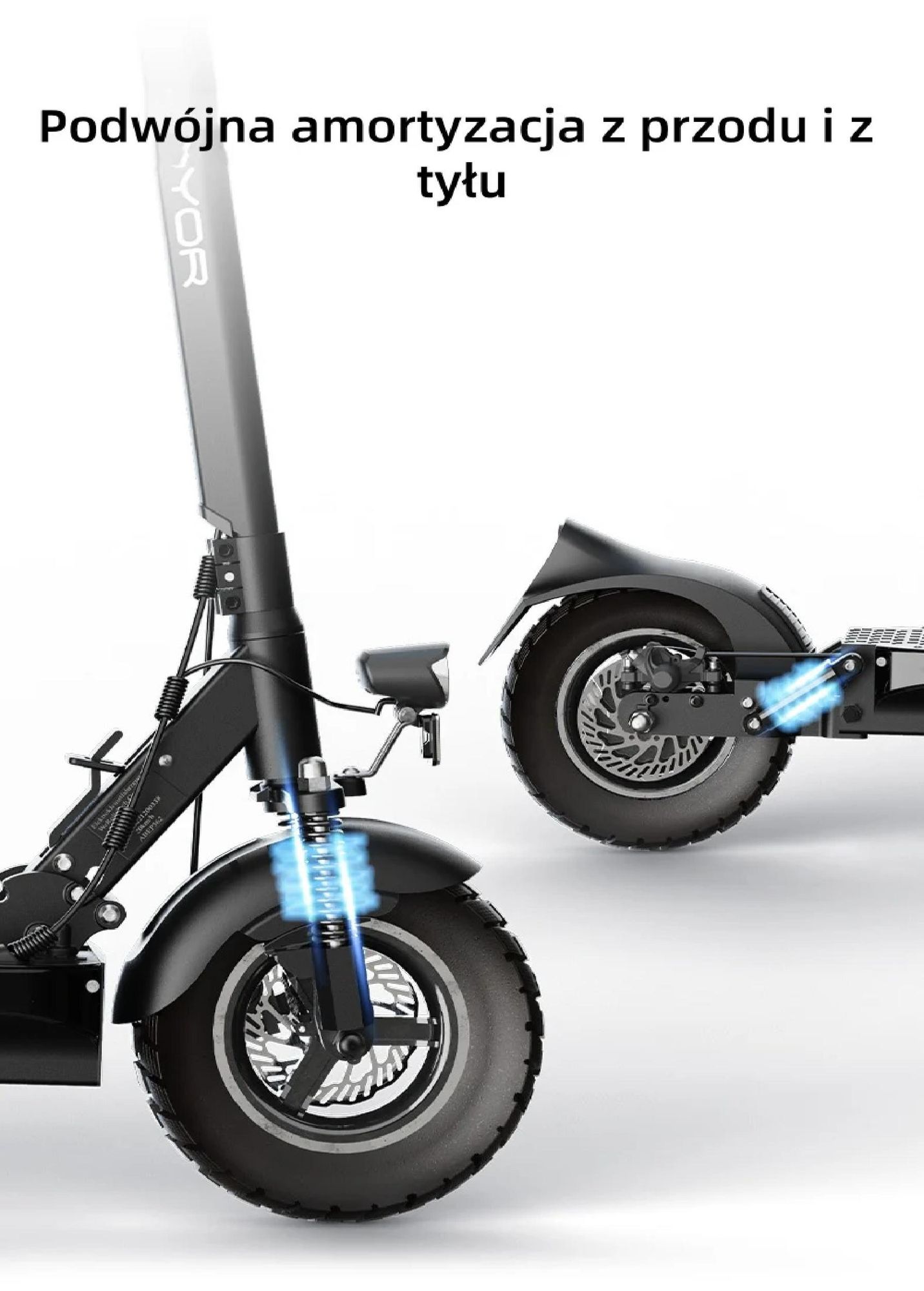 JOYOR Y8-S Certyfikat ABE Składana Hulajnoga Elektryczna - Silnik 500W Baterią 48V26AH 10-calowe Opony - Czarny