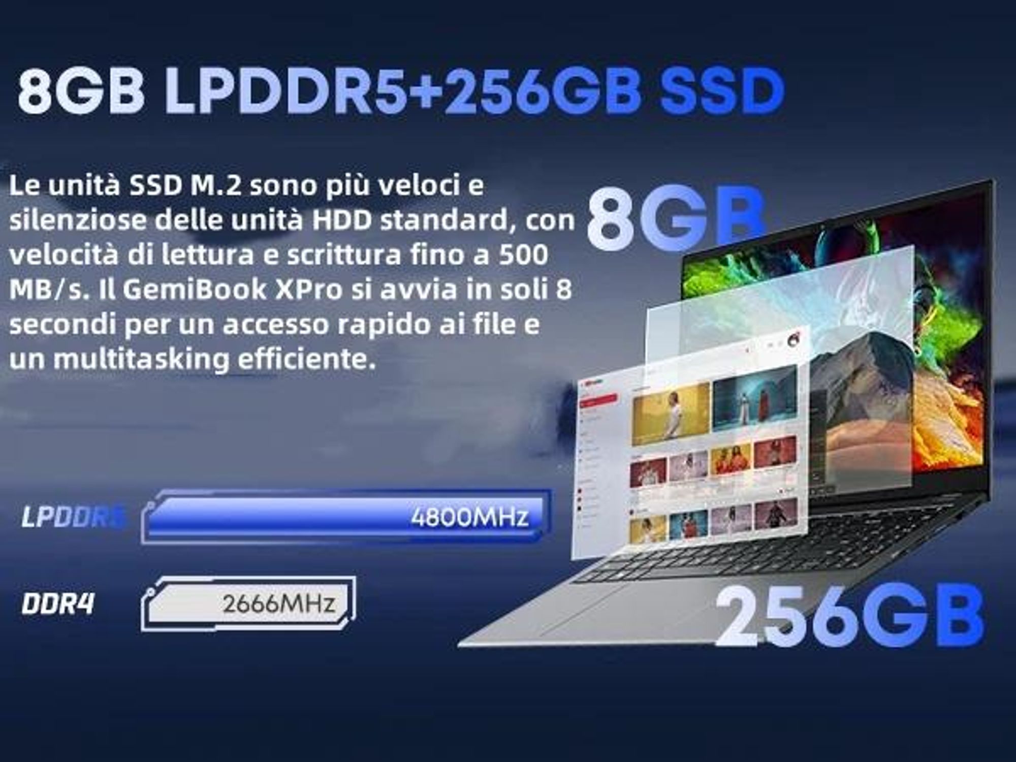 Laptop CHUWI GemiBook XPro - Processore Intel N100 Display 14.1" Windows 11 8GB+256GB Batteria - Grigio