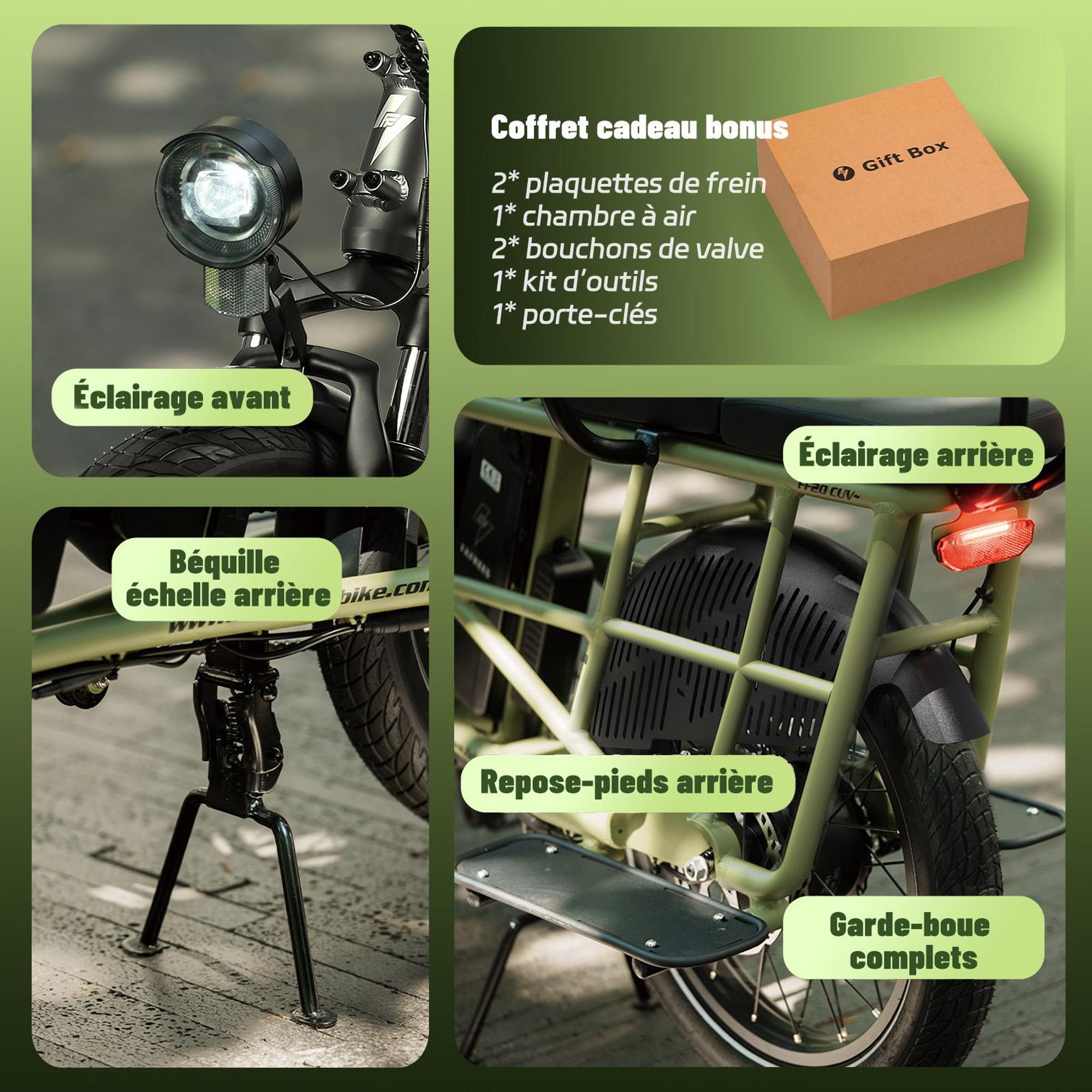 Siège enfant double arrière FAFREES FF20 CUV pour vélo électrique 24AH, 0-12 ans, charge 100kg acier antirouge-noir