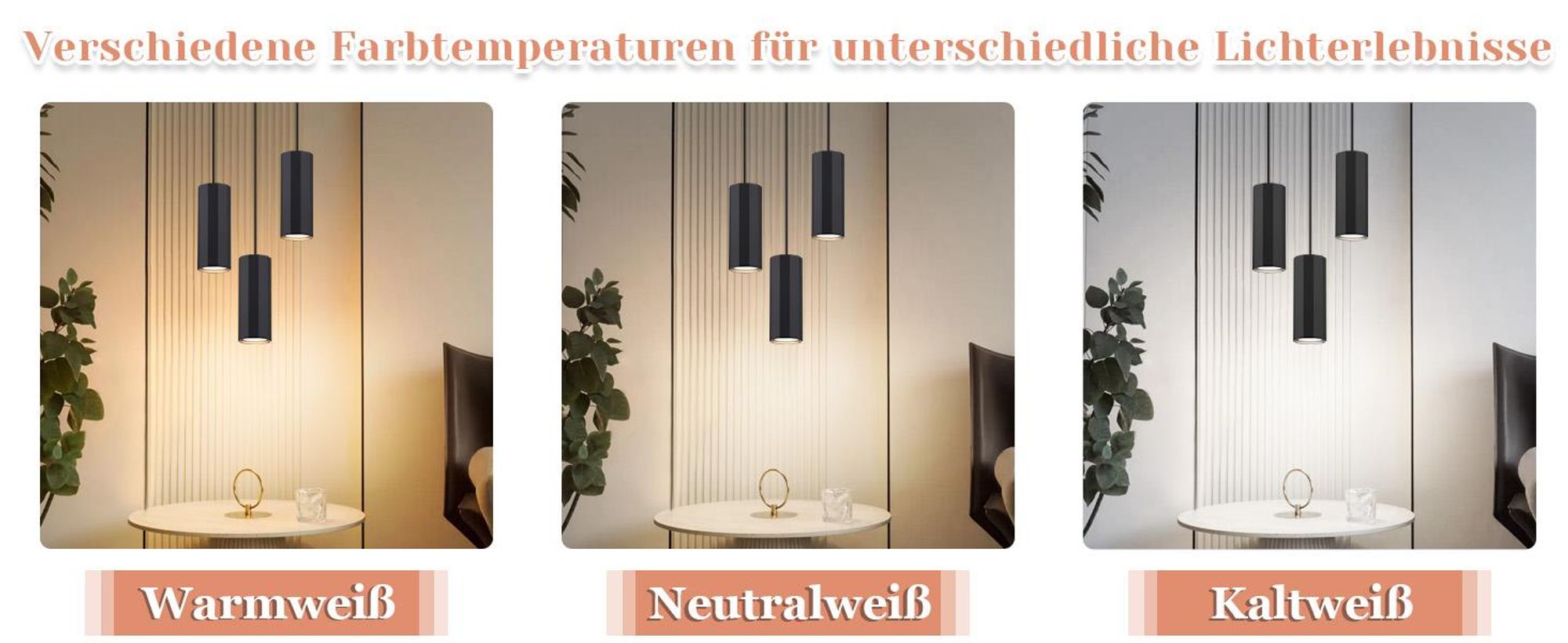 ZMH Pendelleuchte Schwarz Metall Rund 3 Flammig Hängelampe Pendellampe GU10 Modern Industrial Hängeleuchte für Wohnzimmer Esszimmer Küche Schlafzimmer