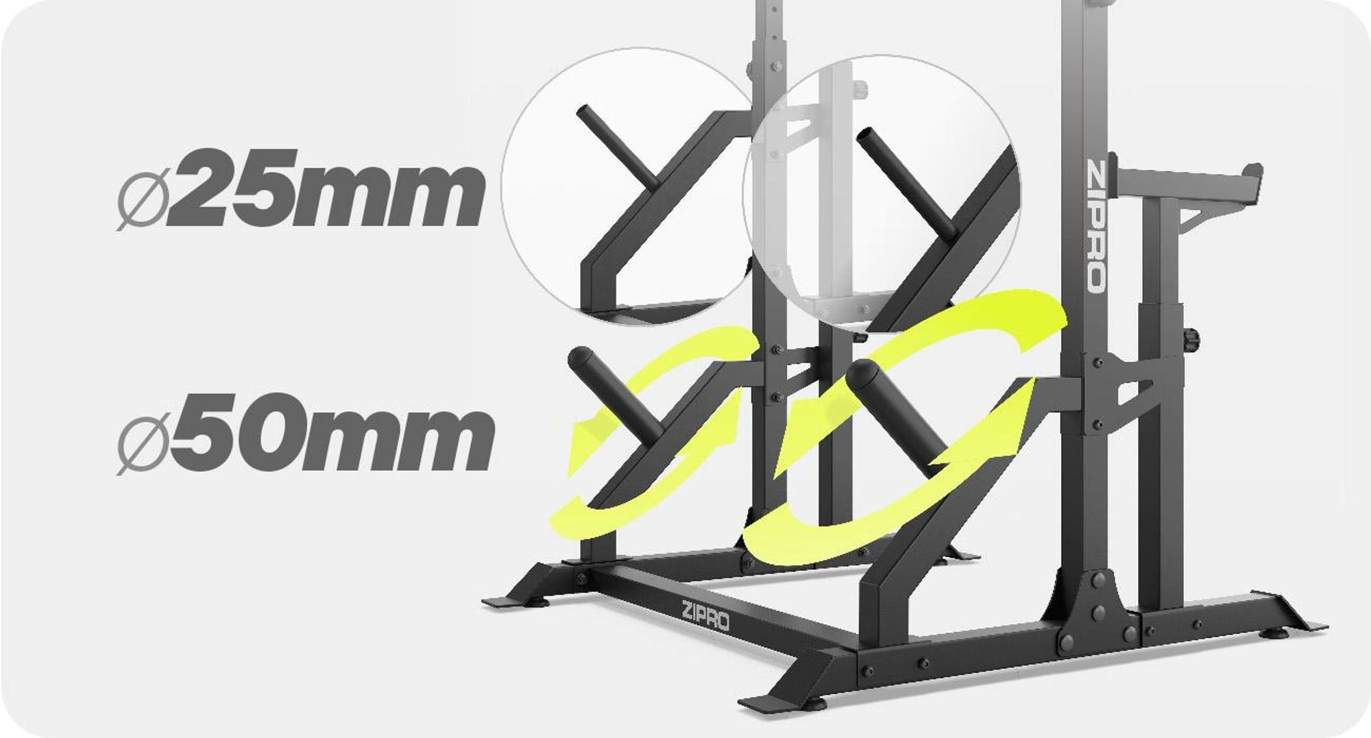 Zipro Langhantelständer Lift mit Notablage Safety – Massives Squat Rack & Bankdrücken Ständer Belastbar Verstellbare Hantelablage mit Gewichthalter