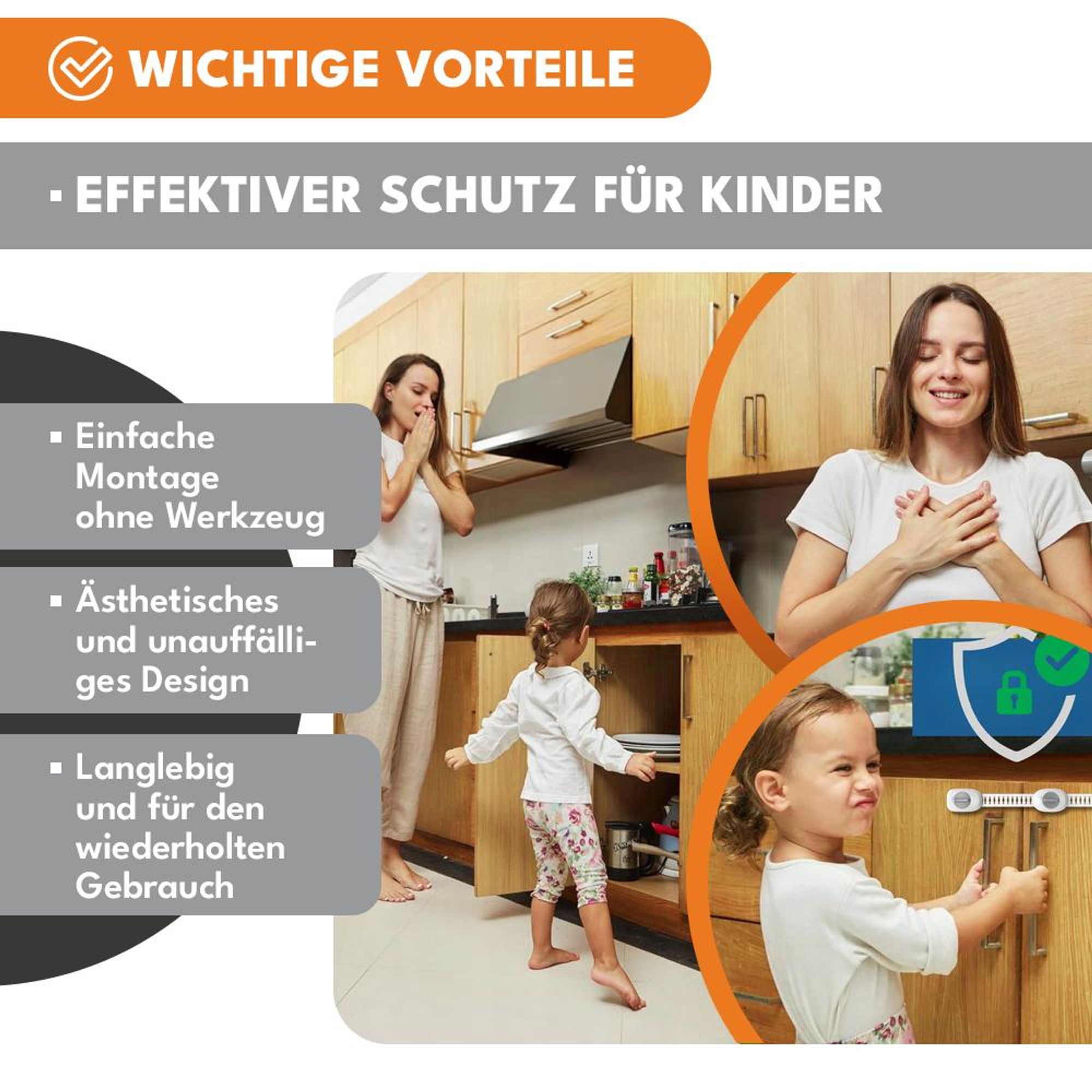 KRUMAD Kindersicherung Set 23 Stück - Schranksicherung & Schubladensicherung ohne Bohren, Magnetverschluss für Schränke, Steckdosen Kindersicherung