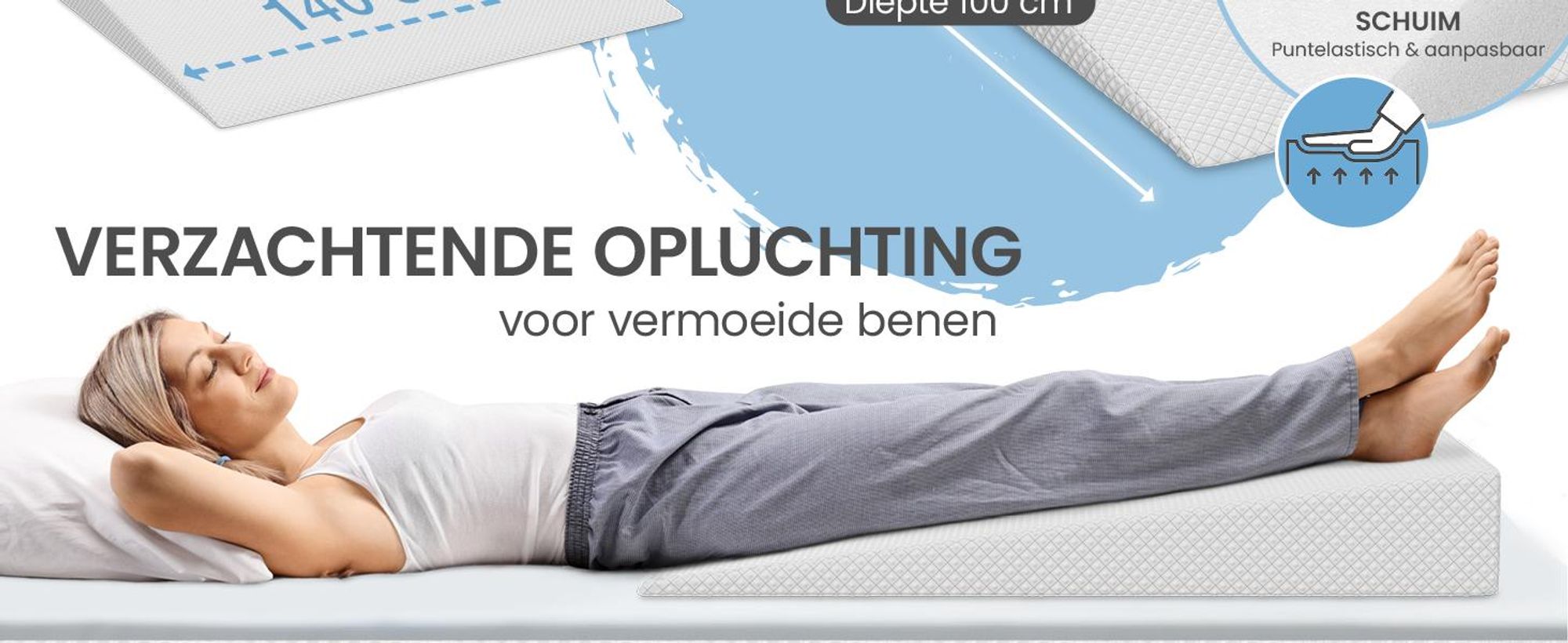 ELONEO Bedkussen, bedkussen 100x100 cm, visco-mineraal schuim, matrasverhoger