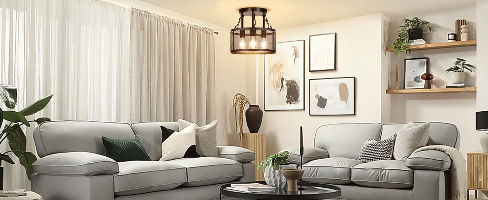 Modern Deckenleuchte Schwarz Metallrahmen 3-Flammige E27 Deckenlampe Küche Flur Wohnzimmer Schlafzimmer Esszimmer