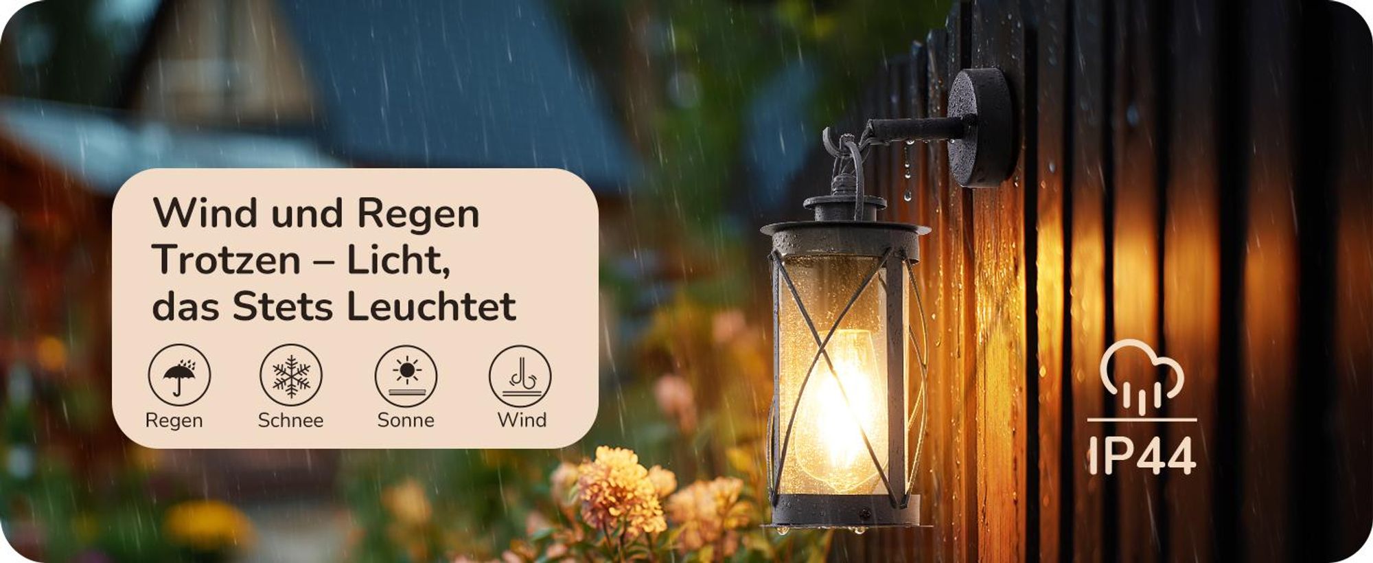 EDISHINE Wandlampe Außen/Innen, Wandleuchte mit Aluminiumrahmen und E27-Fassung, IP44 wasserdicht, Anthrazit