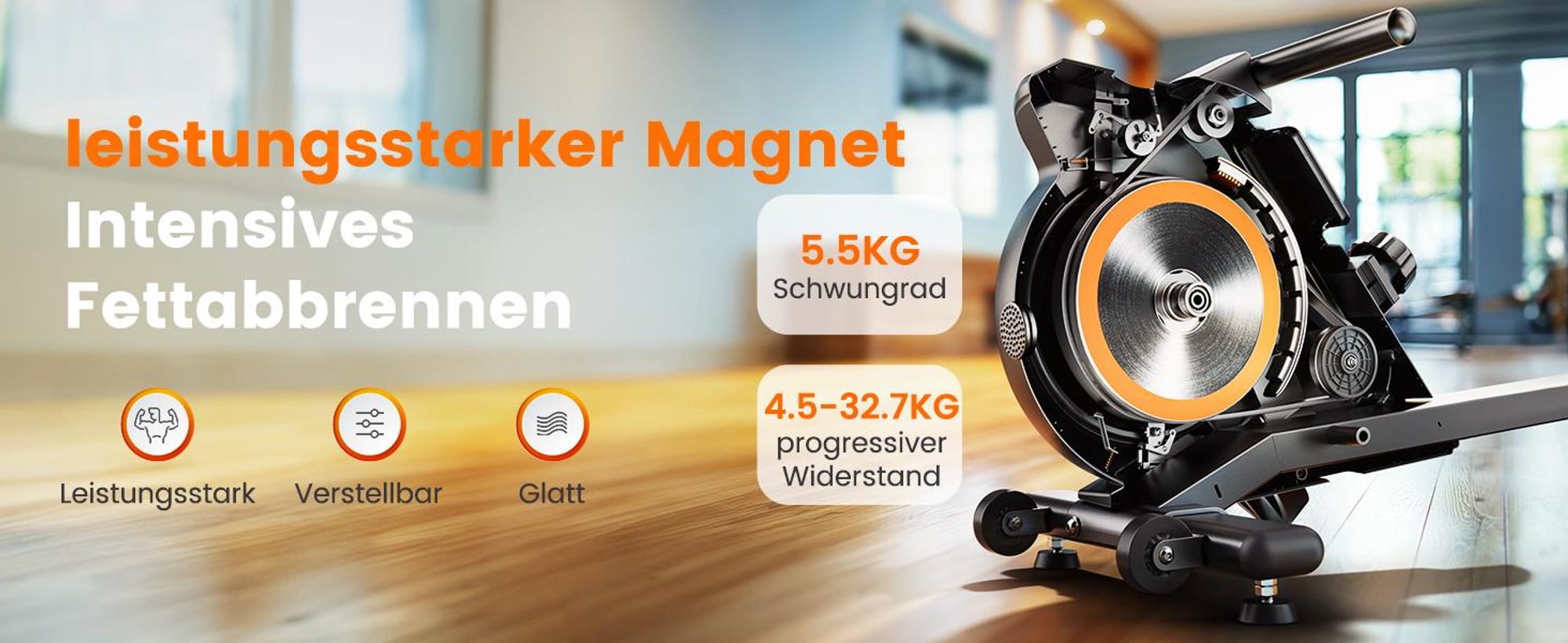 YOSUDA Rudergerät  | Leise Magnetische Rudermaschine mit 16 Stufen Widerstand, LCD-Display, App-Verbindung & bis zu 160 kg Belastung