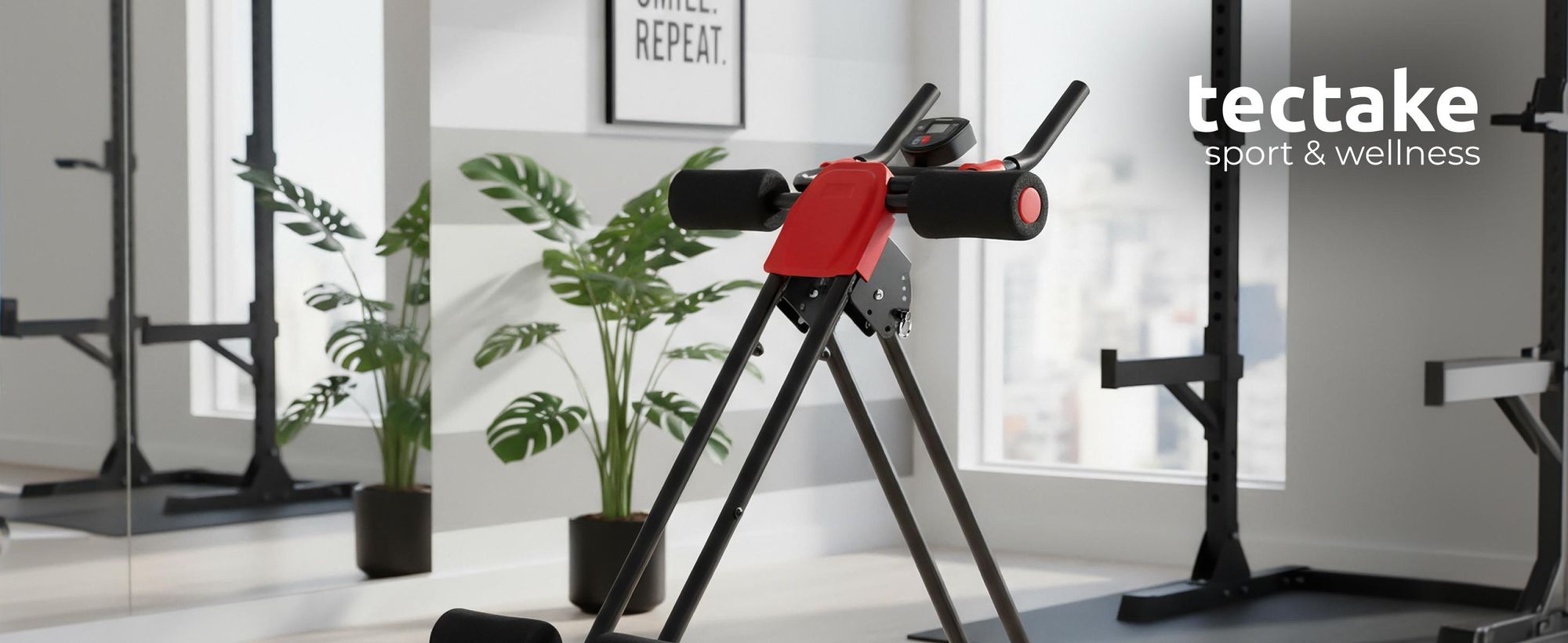 tectake® Bauchtrainer 5-fach verstellbar mit Trainingscomputer