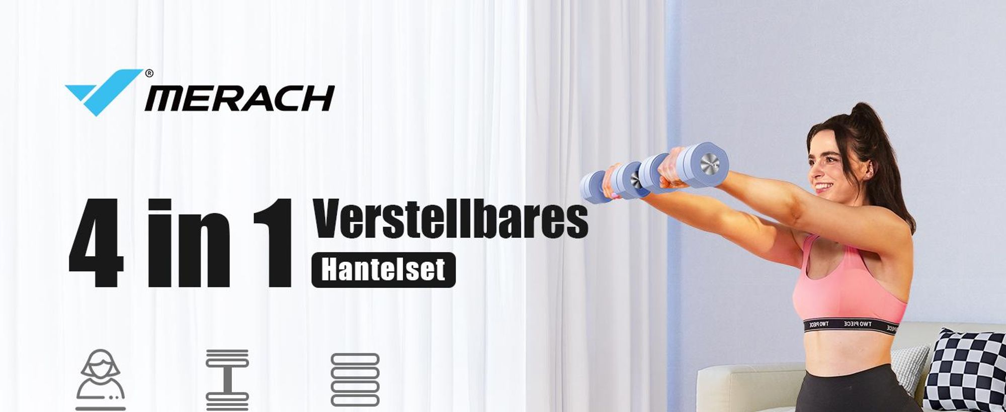 Verstellbare 4-in-1 Kurzhanteln 2er Set (1–4 kg) – Fitness Dumbbells für Zuhause & Home Gym, Krafttraining & Geschenkidee, blau
