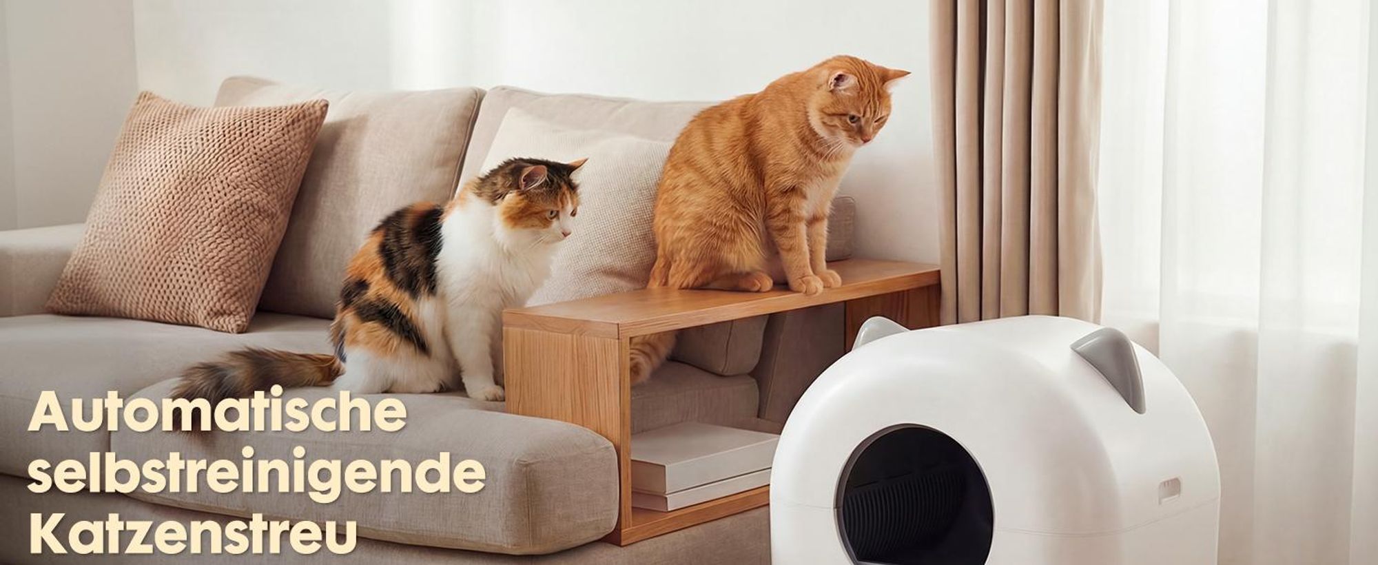 GTPLAYER Katzenklo Selbstreinigend, 66L Automatisches Katzenklo Mit App-Steuerung & Infrarotsensor, Anti-Einklemmung, Elektrisches Katzenkloes Weiß