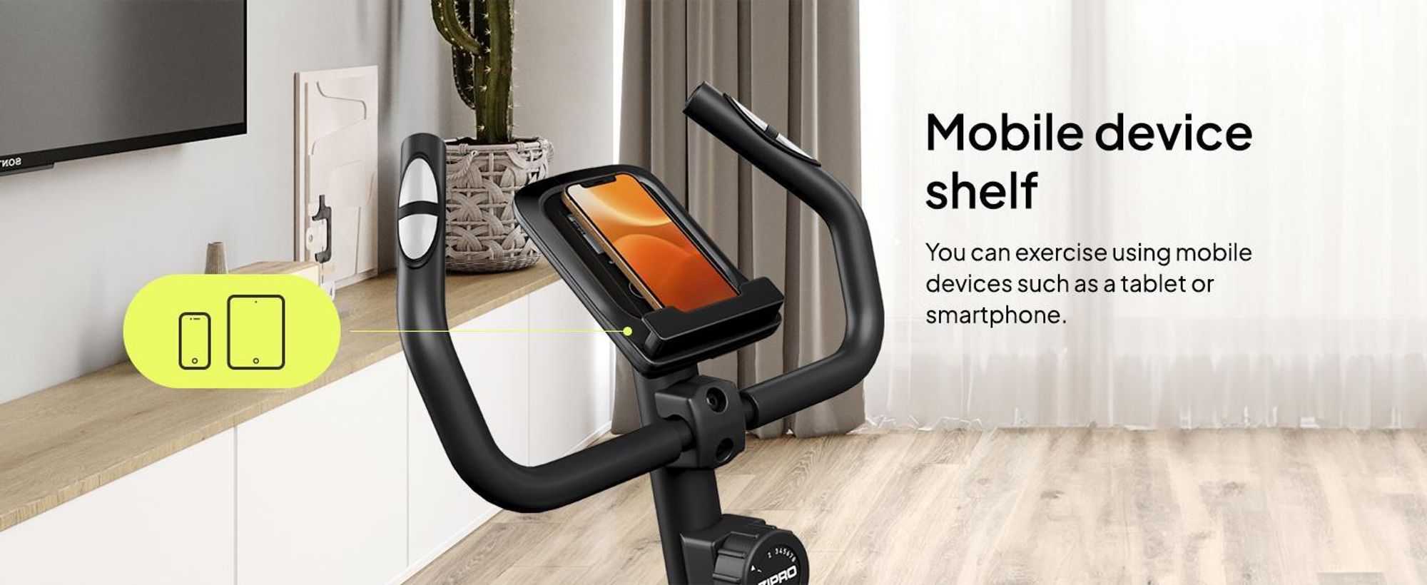 Zipro rotoped One S Gold – kompaktní fitness kolo pro domácí použití Tichý rotoped s měřením pulsu, LCD počítačem a držákem na tablet Design Edition